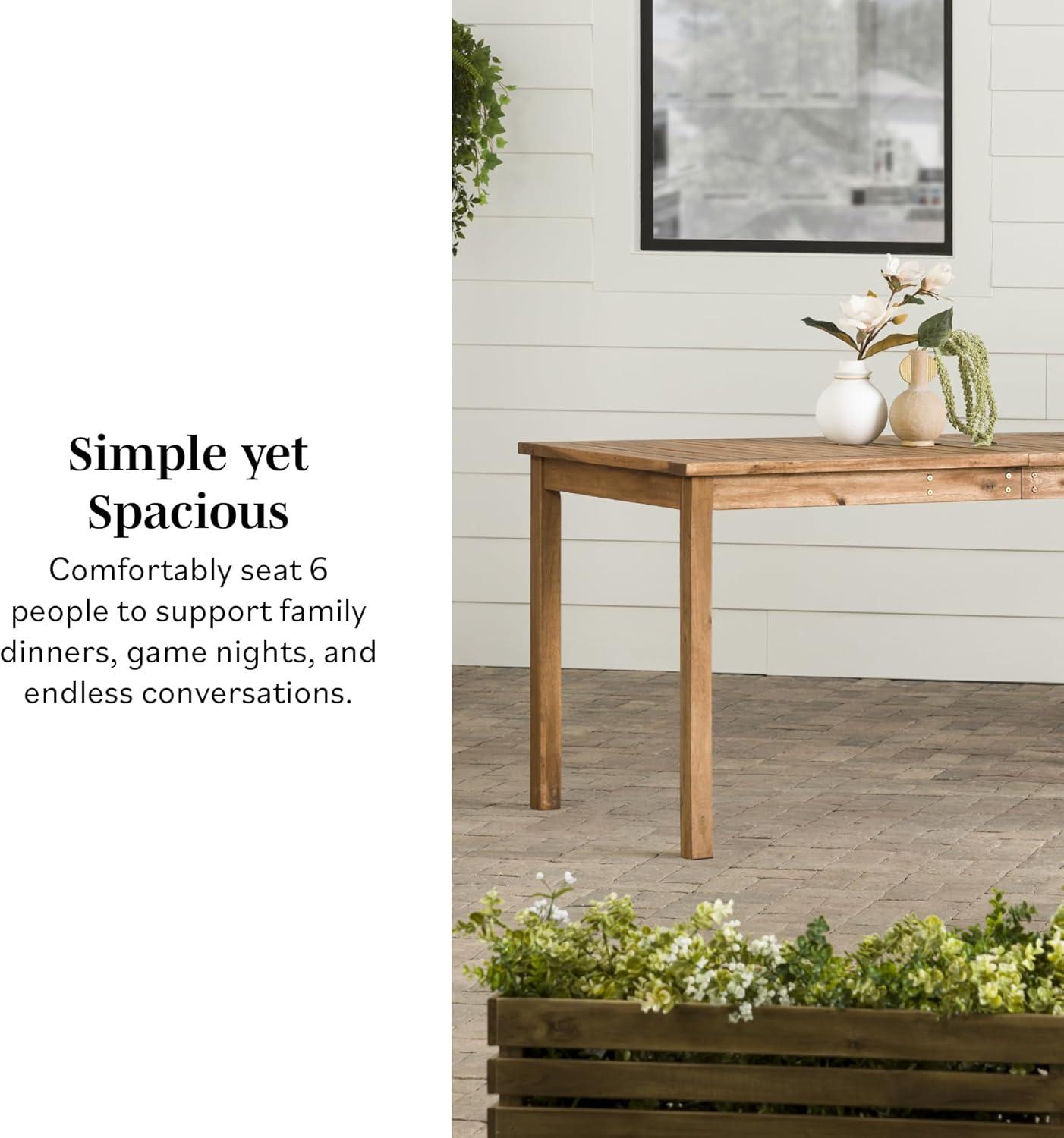 imageWalker Edison Dominica Contemporary Slatted Outdoor Dining Table 34 Inch BrownBrown