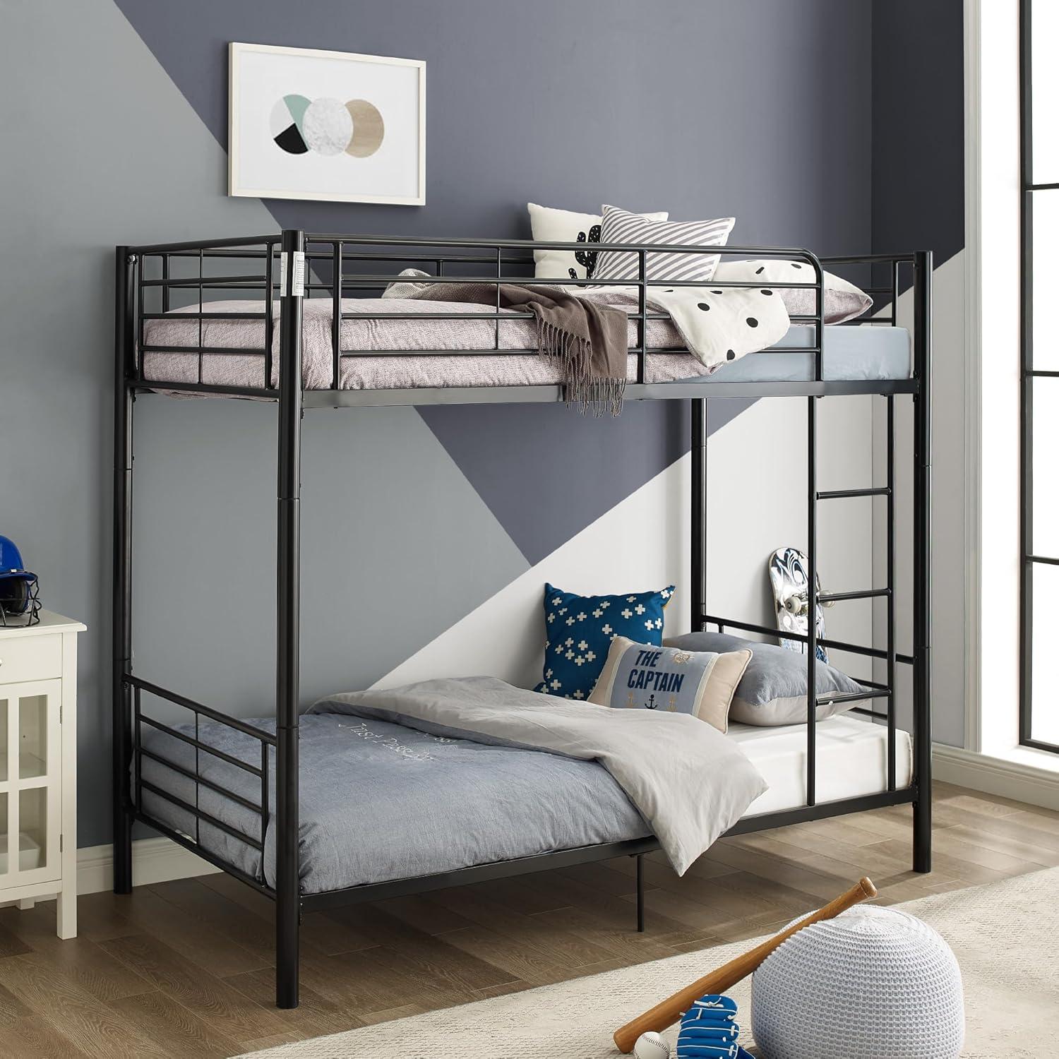 imageWalker Edison Elodie Urban Industrial Twin over Twin Metal Bunk Bed Twin over Twin BlackBlack