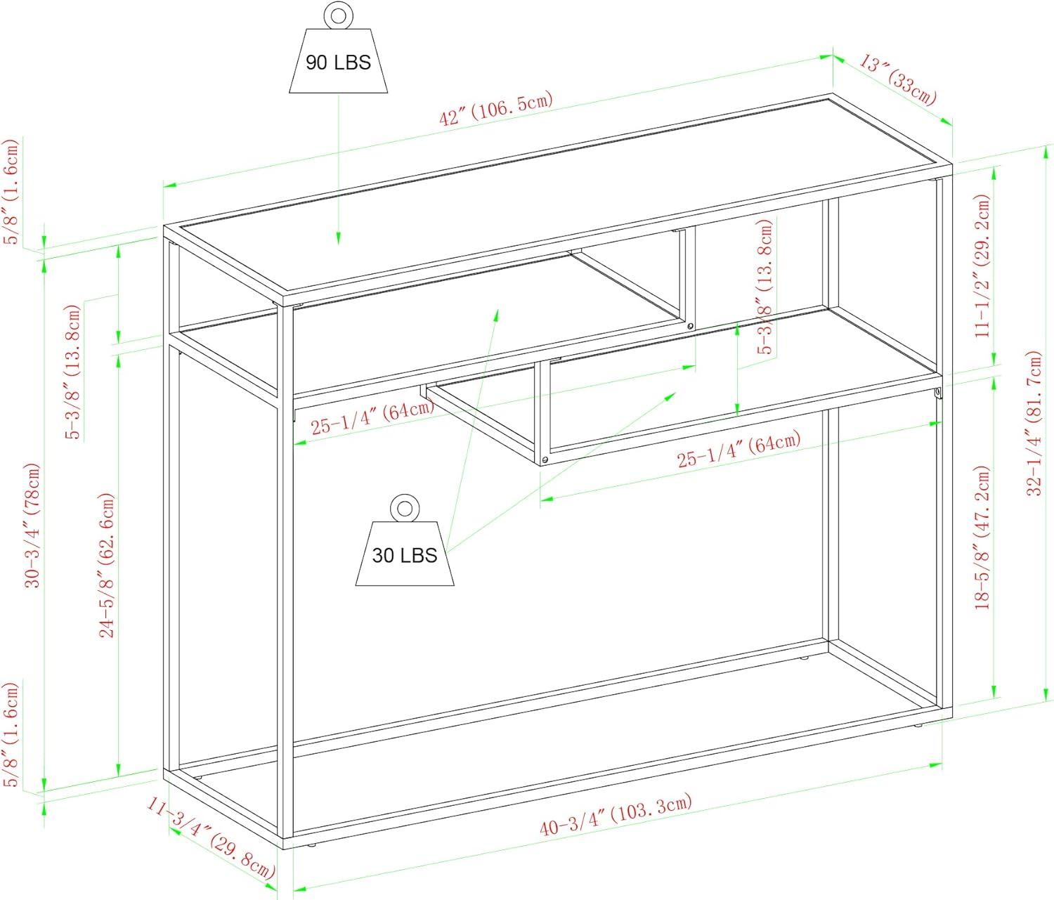imageWalker Edison Finley Contemporary Floating Shelf Entry Table 42 Inch Coastal OakBlackCoastal Oak