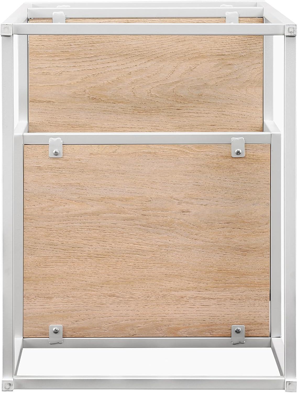 imageWalker Edison Finley Contemporary Floating Shelf Side Table 16 Inch Coastal OakWhite