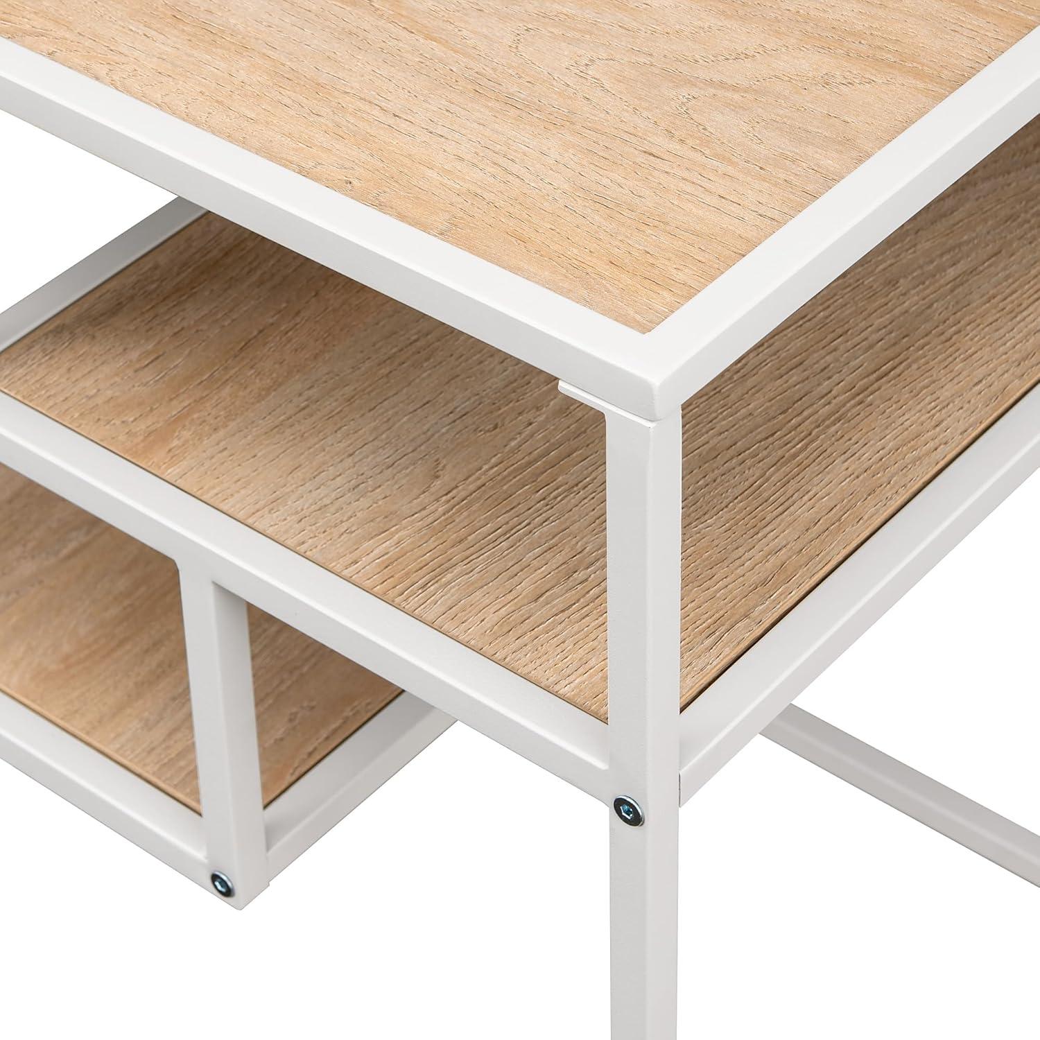 imageWalker Edison Finley Contemporary Floating Shelf Side Table 16 Inch Coastal OakWhite