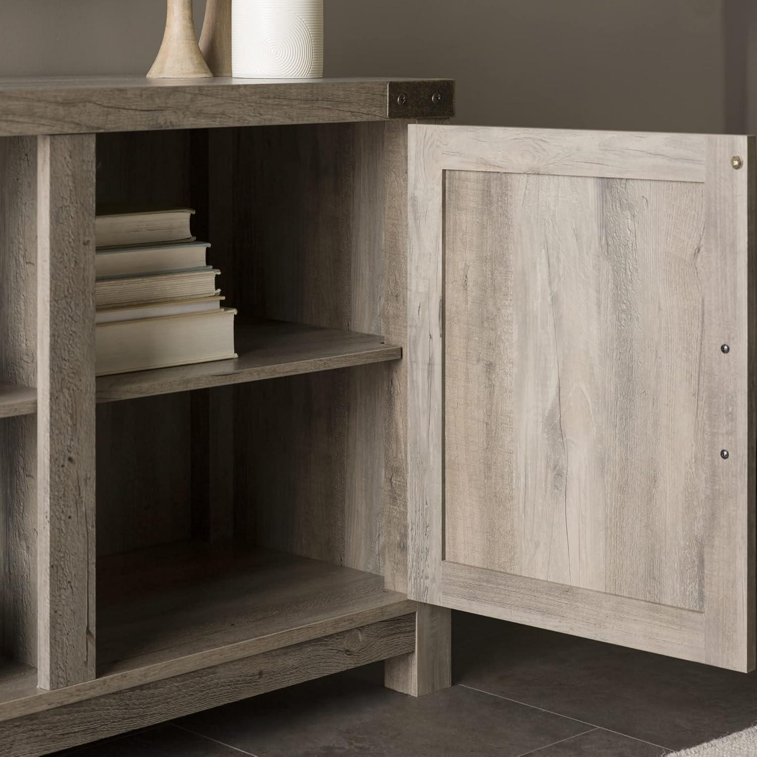 imageWalker Edison Georgetown Modern Farmhouse Double Barn Door TV Stand for TVs up to 65 Inches 58 Inch Grey