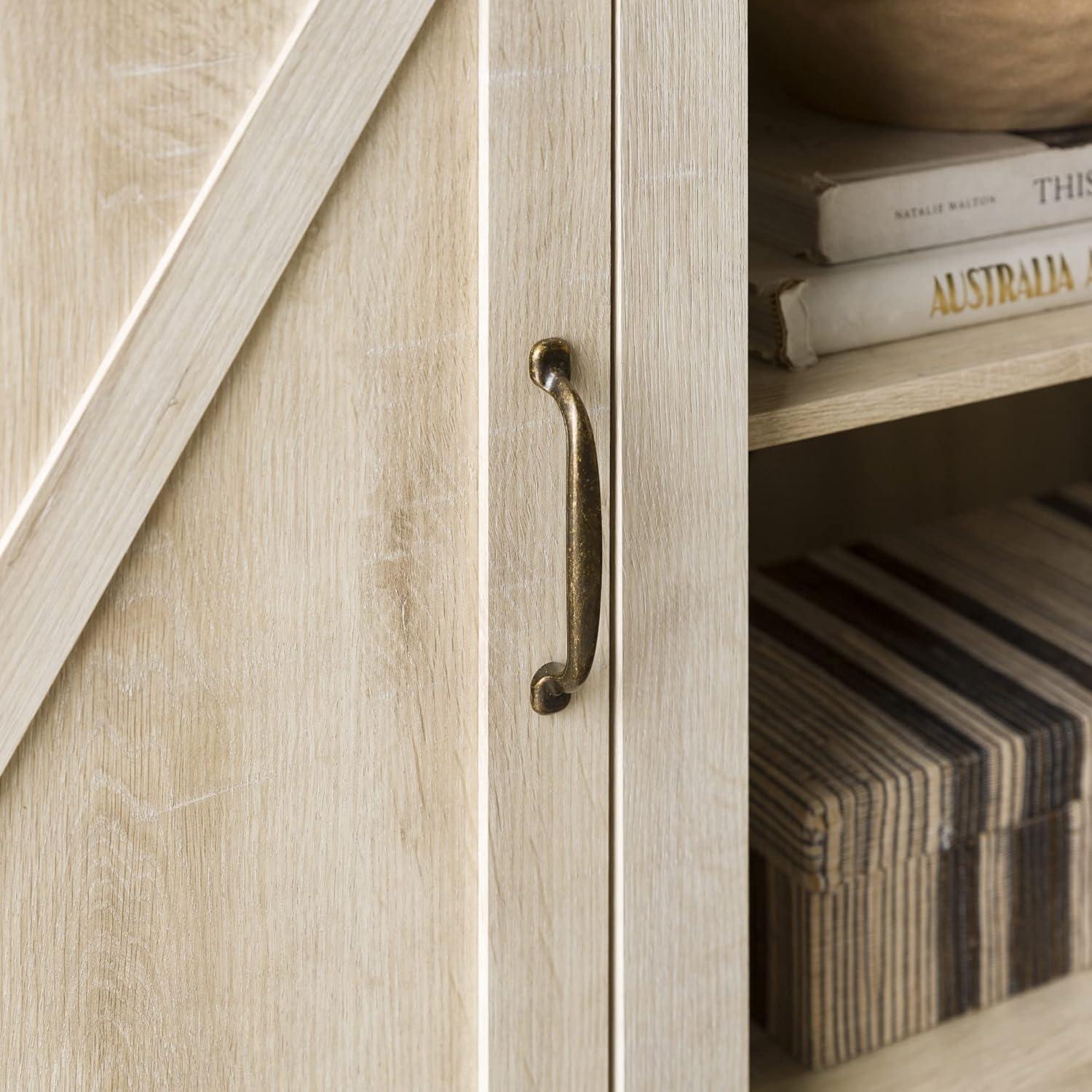 imageWalker Edison Georgetown Modern Farmhouse Double Barn Door TV Stand for TVs up to 65 Inches 58 Inch White Oak