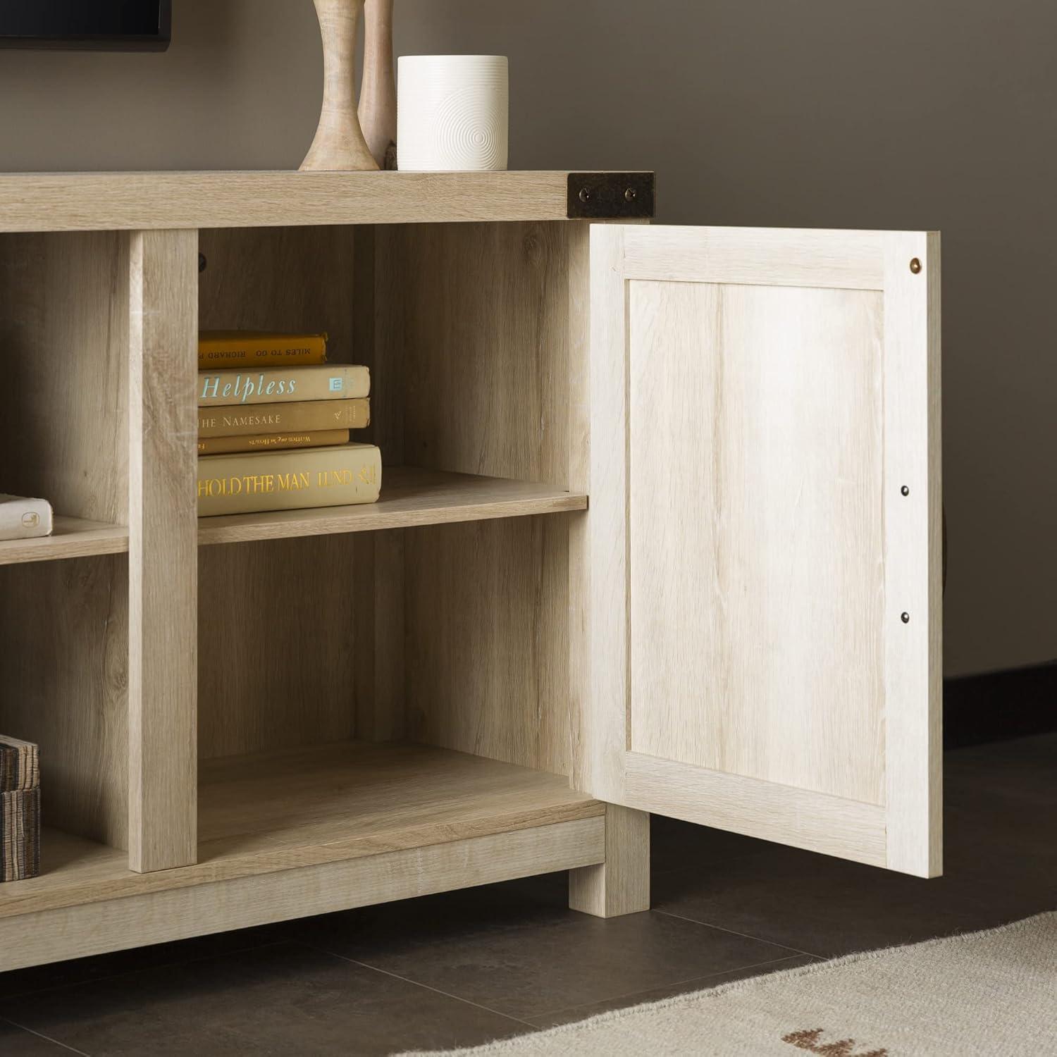 imageWalker Edison Georgetown Modern Farmhouse Double Barn Door TV Stand for TVs up to 65 Inches 58 Inch White Oak