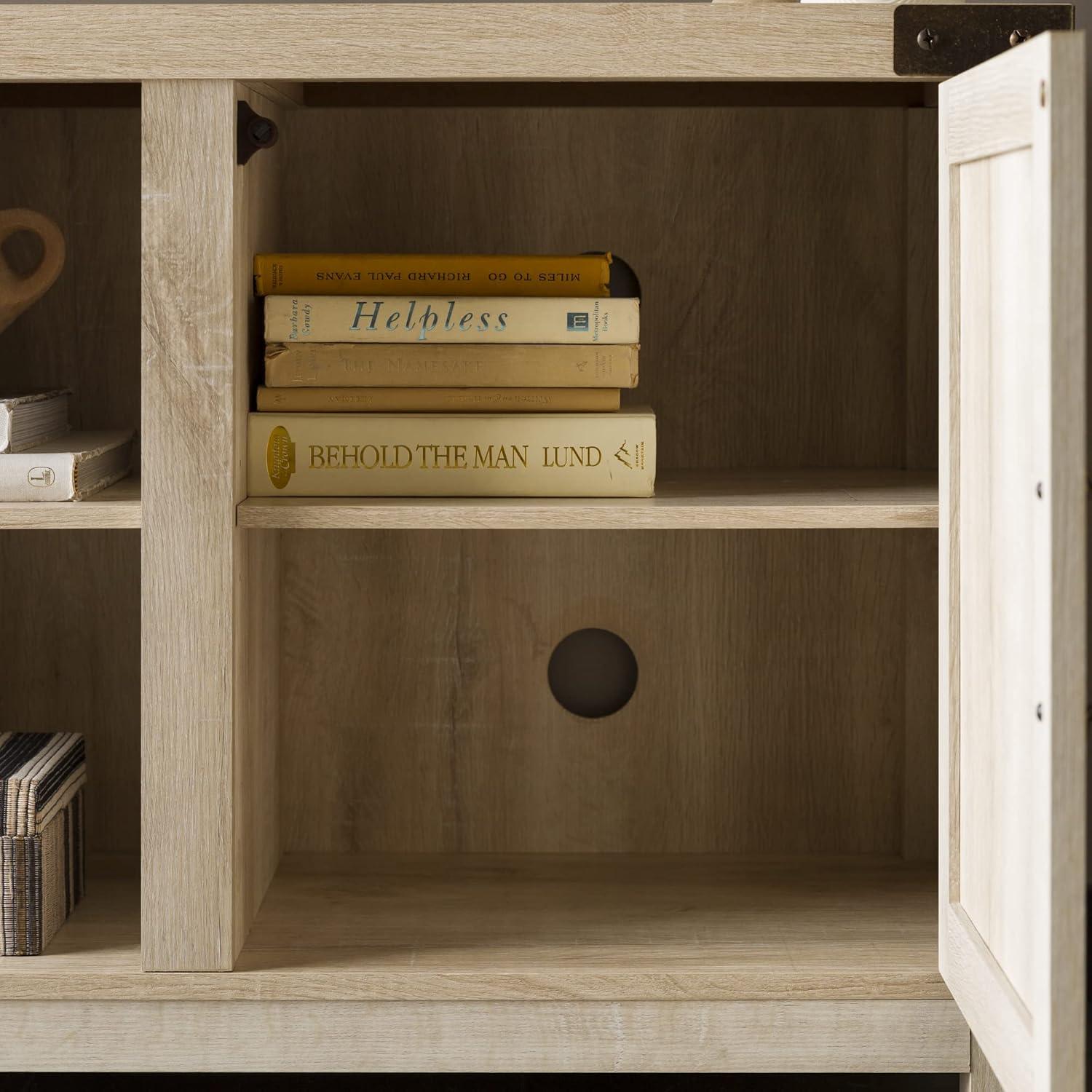 imageWalker Edison Georgetown Modern Farmhouse Double Barn Door TV Stand for TVs up to 65 Inches 58 Inch White Oak