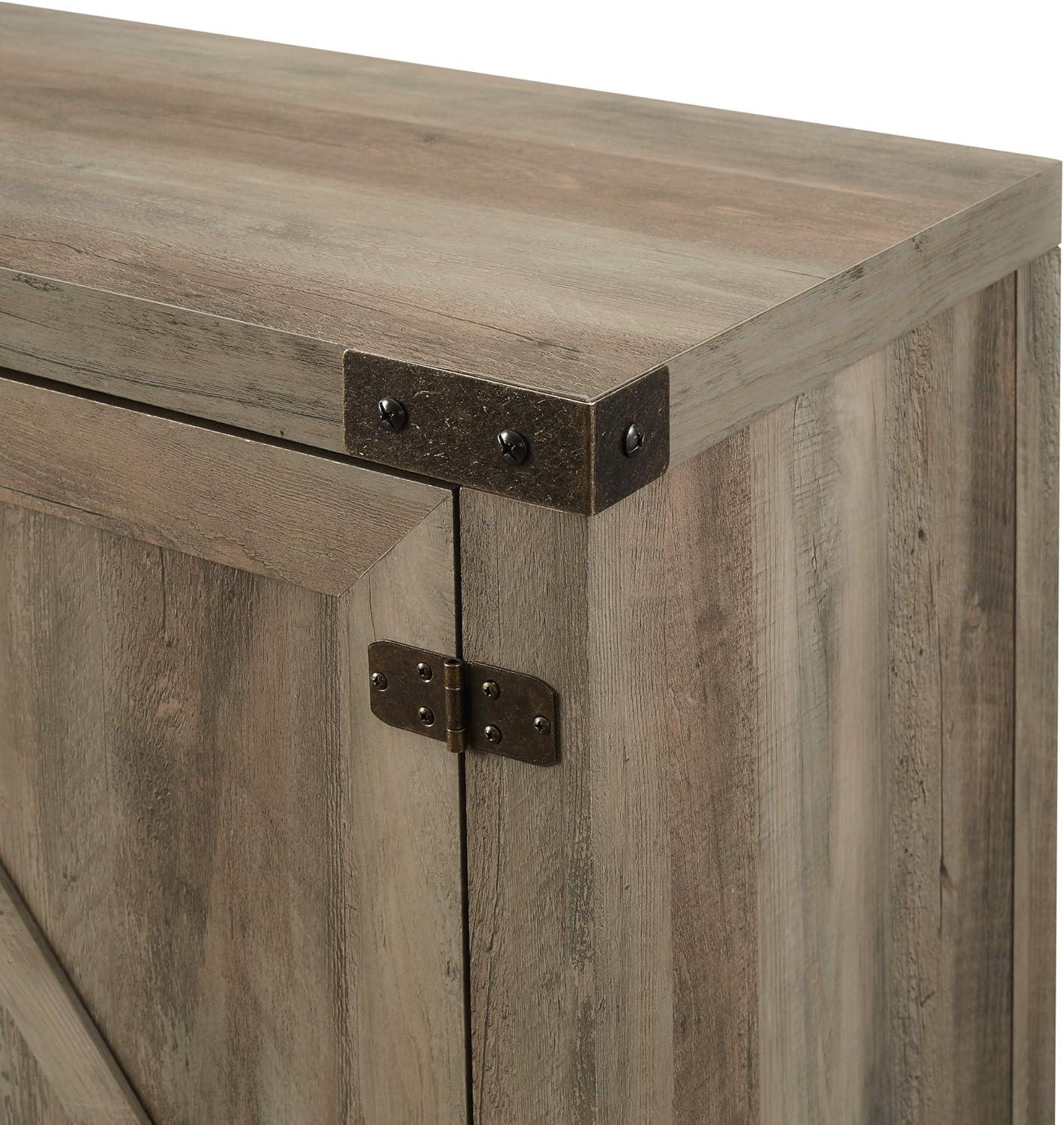 imageWalker Edison Georgetown Modern Farmhouse Double Barn Door TV Stand for TVs up to 80 Inches 70 Inch Rustic Oak Without Fireplace 1575 x 70 x 24 inchesGrey Wash