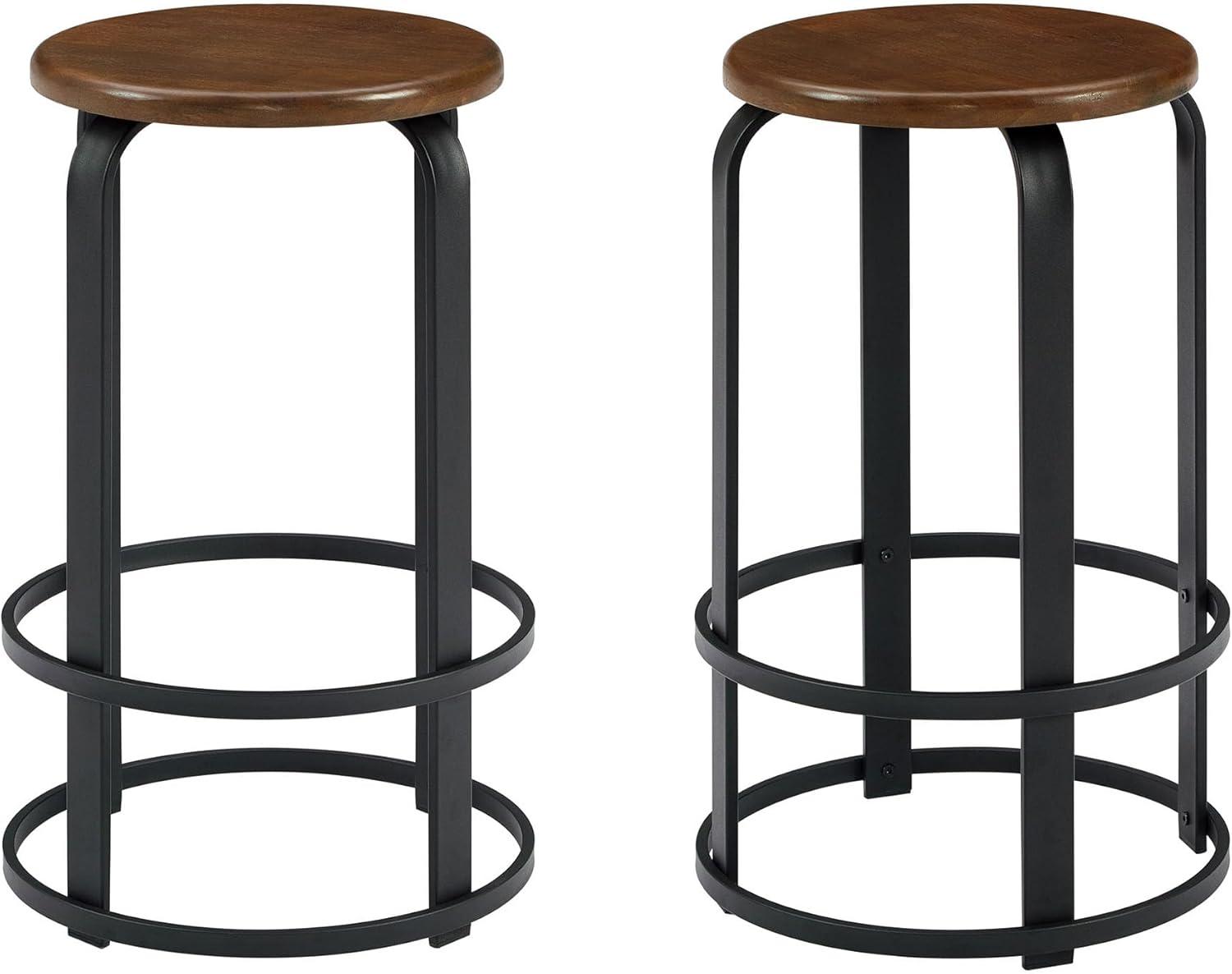 imageWalker Edison Hayes Modern Curved Metal and Solid Wood Barstool 26 Inch Dark CoffeeBlackDark Coffee Black
