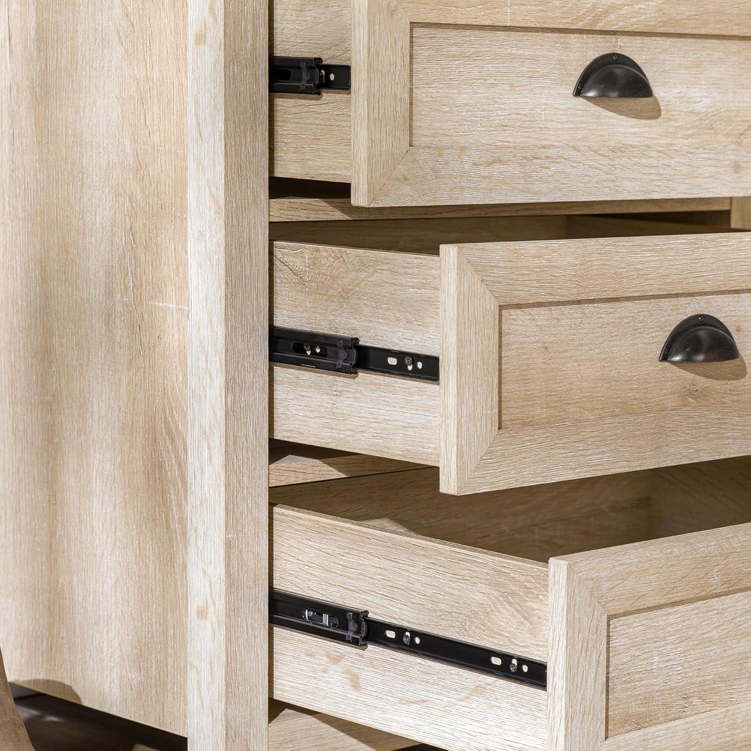 imageWalker Edison Hazel Modern Farmhouse 3 Drawer Framed Nightstand with HalfMoon Handles 25 Inch Grey WashWhite Oak