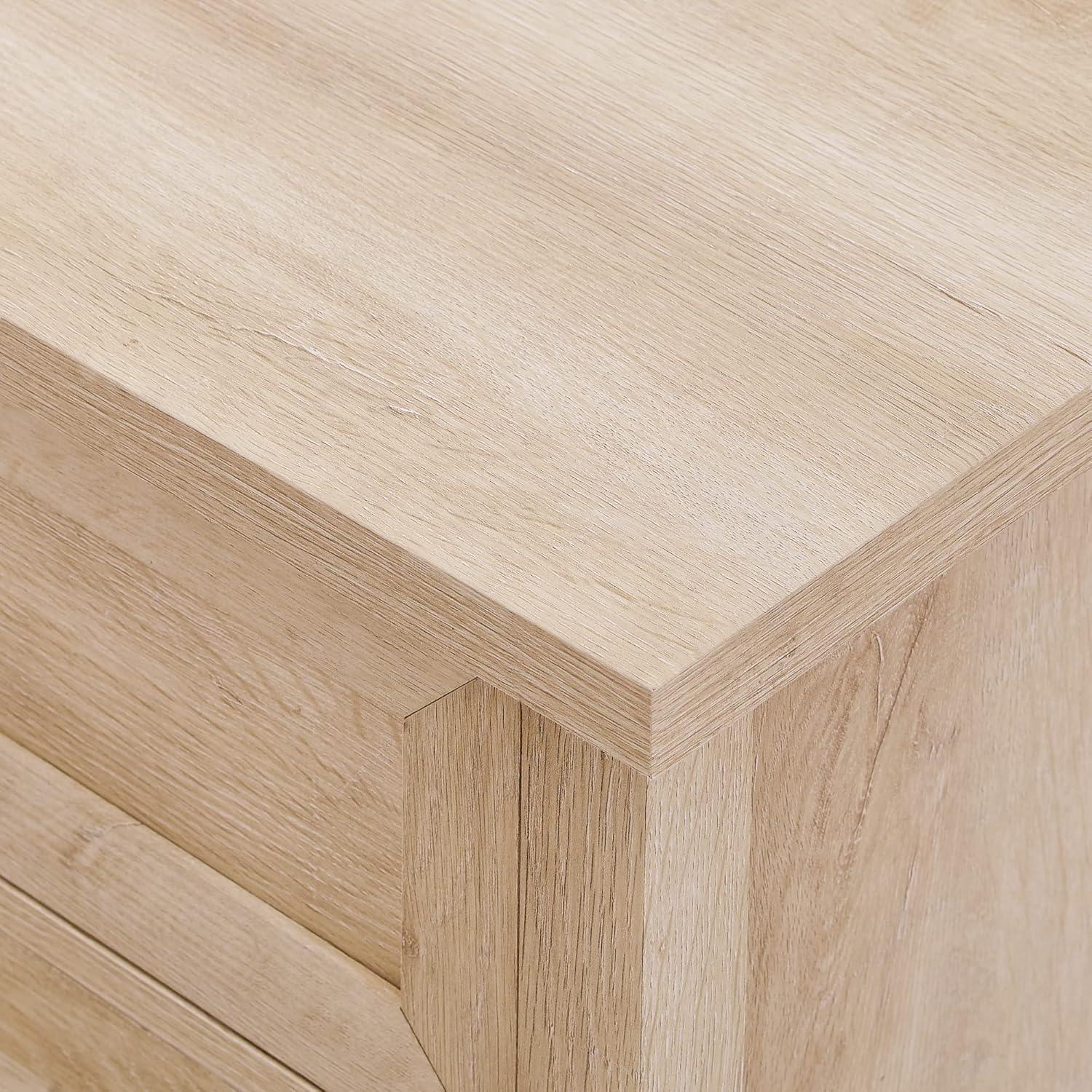 imageWalker Edison Hazel Modern Farmhouse 3 Drawer Framed Nightstand with HalfMoon Handles 25 Inch Grey WashWhite Oak