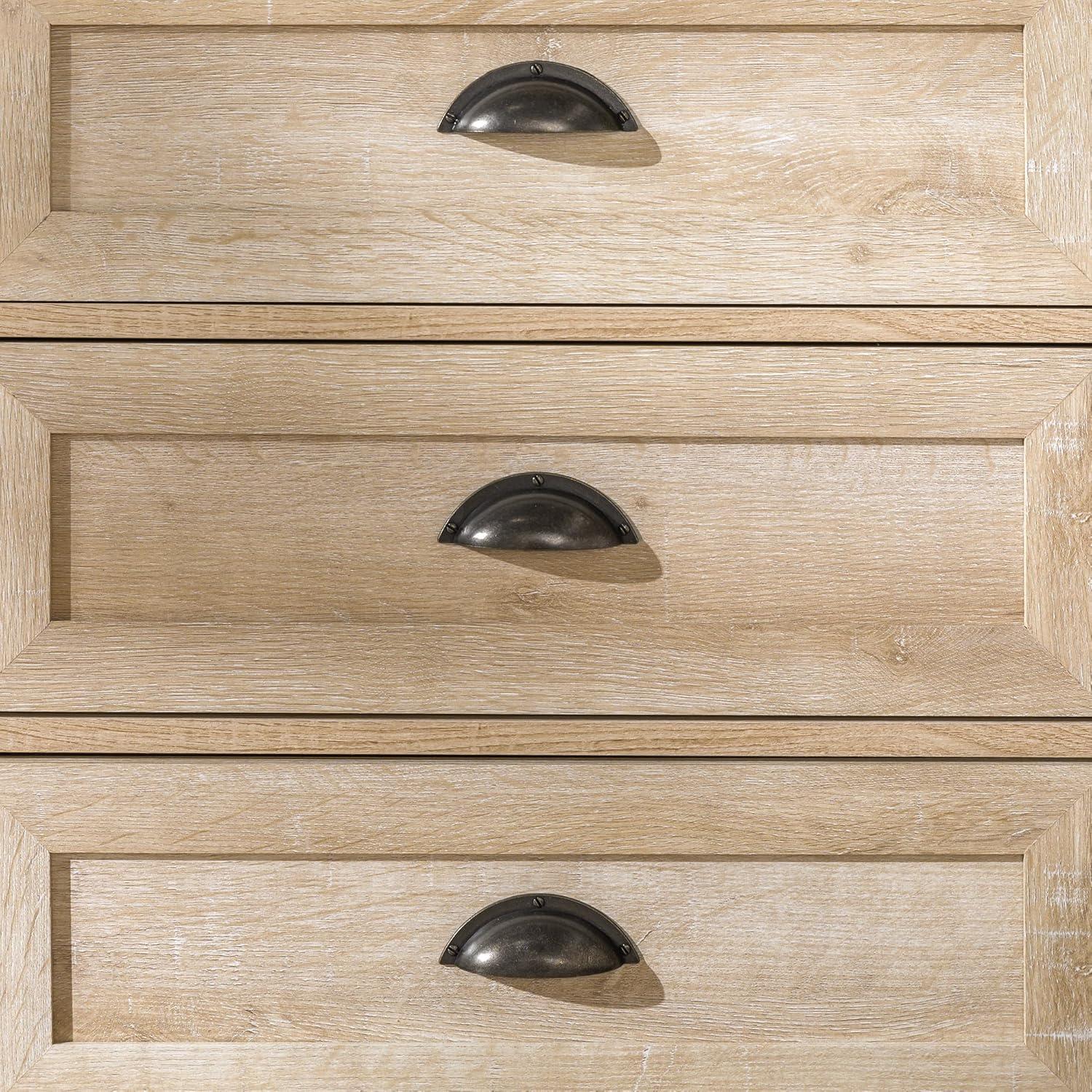 imageWalker Edison Hazel Modern Farmhouse 3 Drawer Framed Nightstand with HalfMoon Handles 25 Inch Grey WashWhite Oak