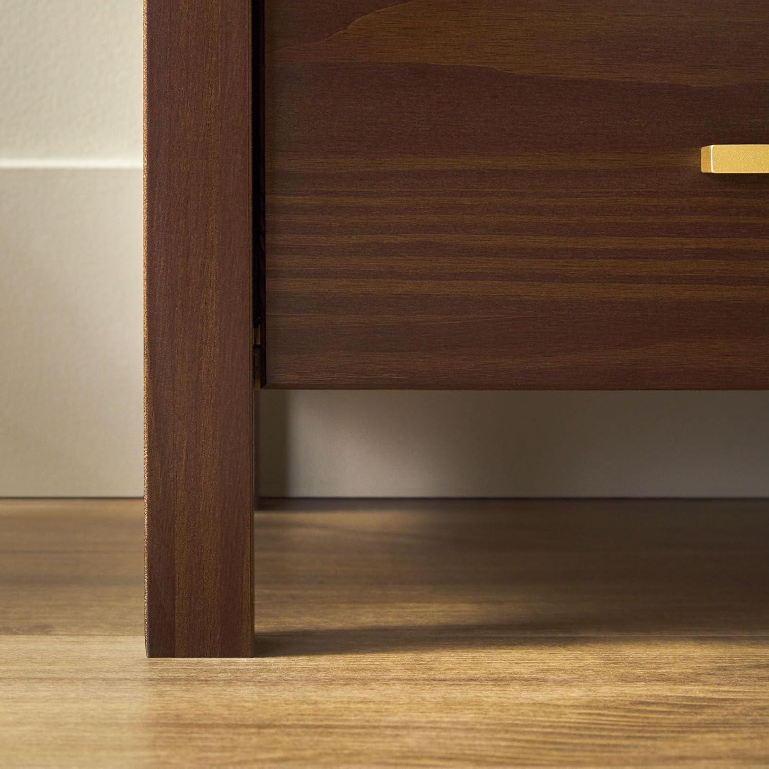 imageWalker Edison Isla Modern Solid Wood 2 Drawer Nightstand Side Table with Glass Top 22 Inch BlackWalnut