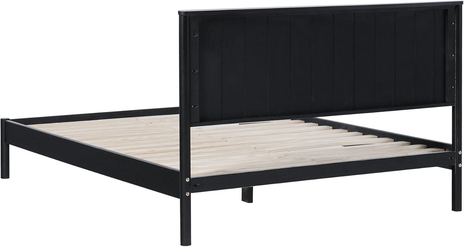 imageWalker Edison King Modern Reeded Headboard Solid Wood Bed King Size BlackBlack