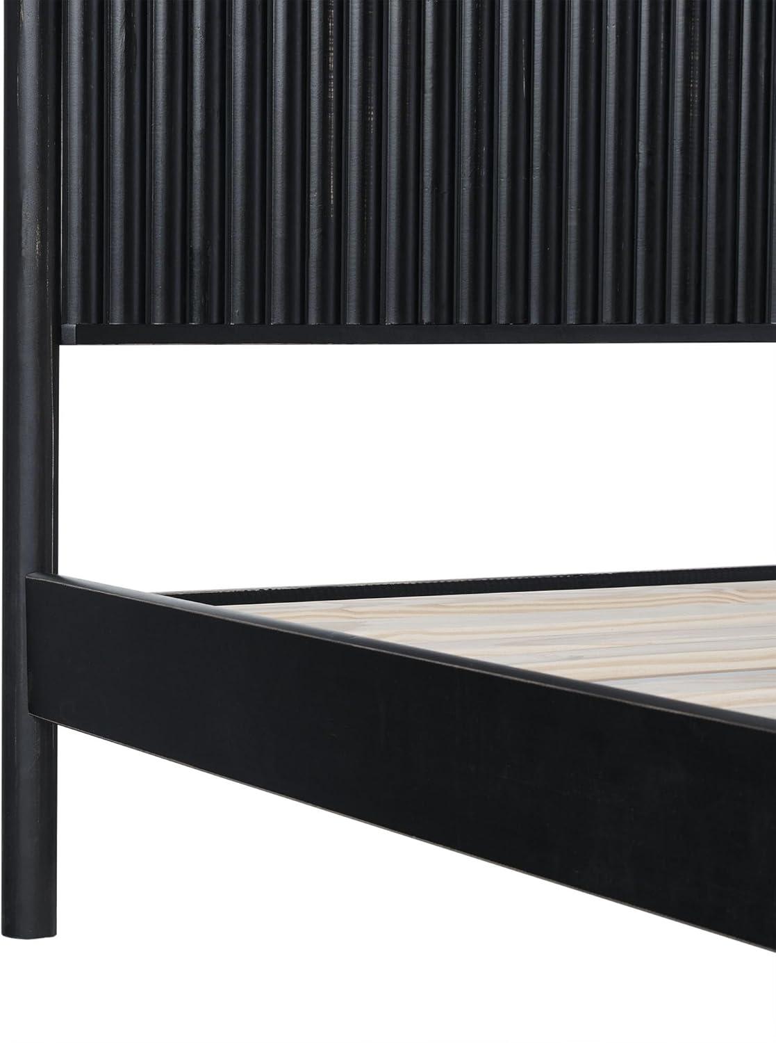 imageWalker Edison King Modern Reeded Headboard Solid Wood Bed King Size BlackBlack