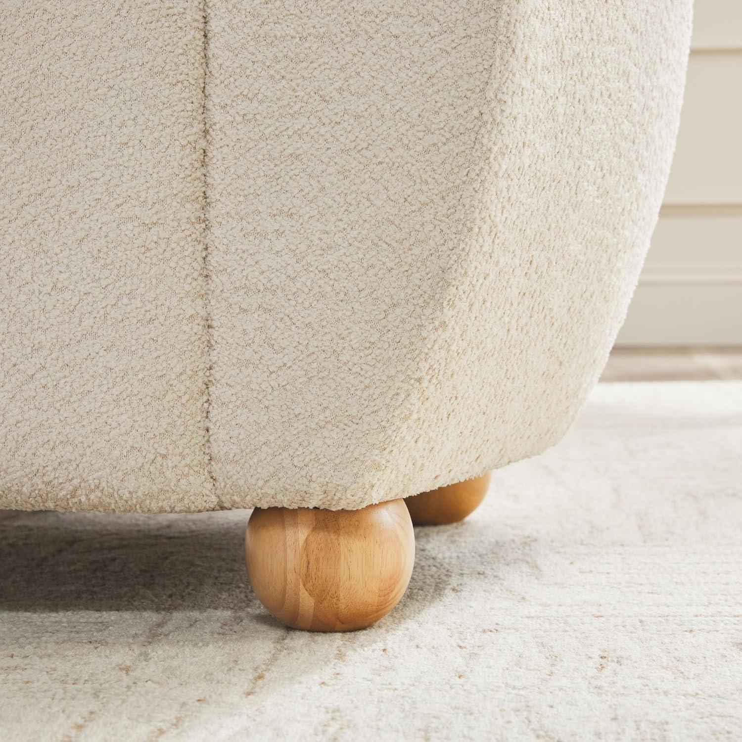 imageWalker Edison Linley Contemporary Boucle Accent Chair with Wood Legs Soft BlueIvory