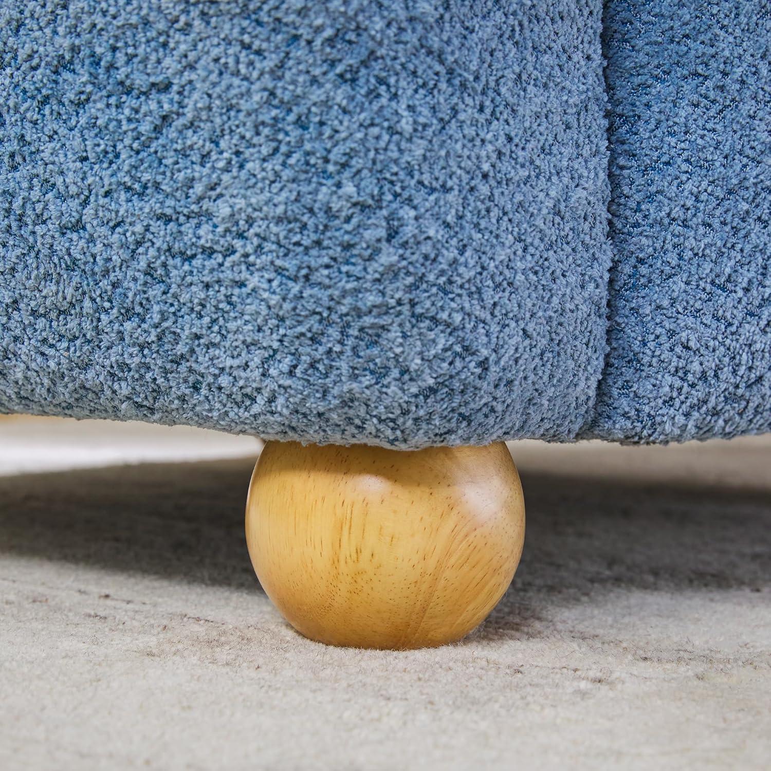 imageWalker Edison Linley Contemporary Boucle Accent Chair with Wood Legs Soft BlueSoft Blue