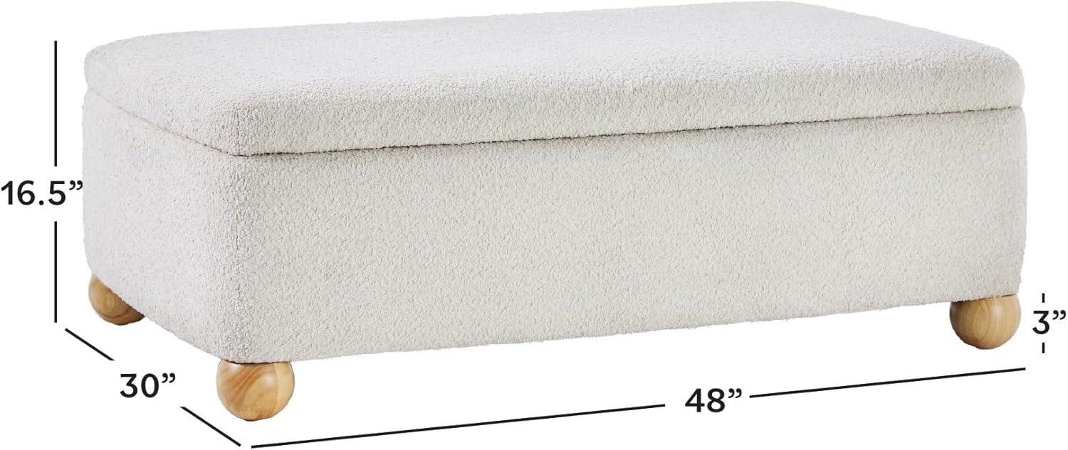 imageWalker Edison Linley Contemporary Large Storage Boucl Ottoman with Wood Legs IvoryIvory