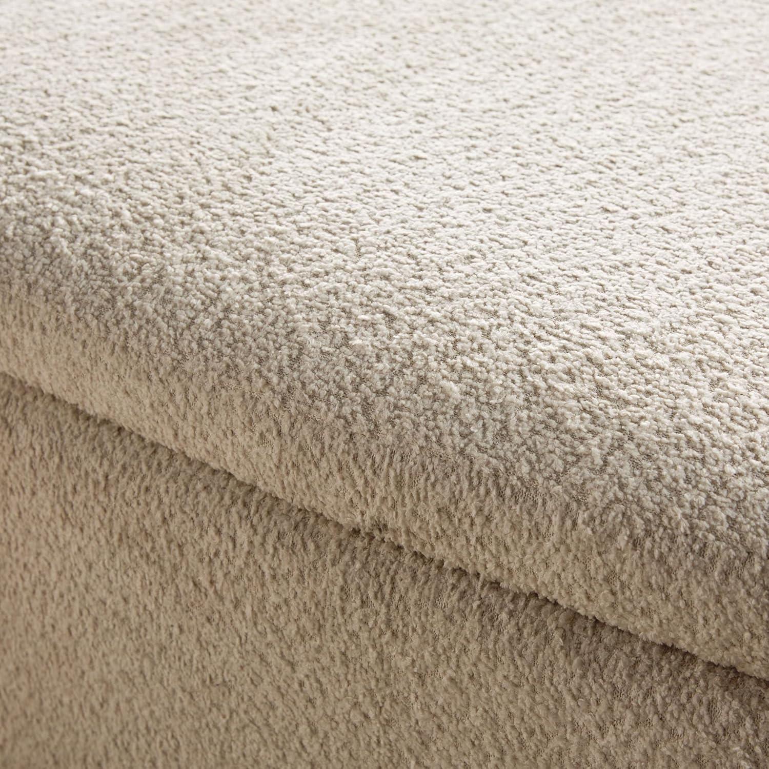 imageWalker Edison Linley Contemporary Large Storage Boucl Ottoman with Wood Legs IvoryIvory