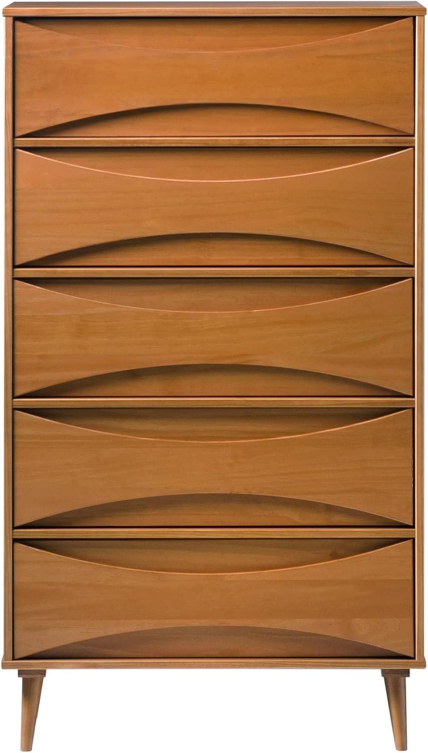 imageWalker Edison Lowry MidCentury Modern DetailedDrawer Solid Wood Dresser 30 Inch CaramelCaramel