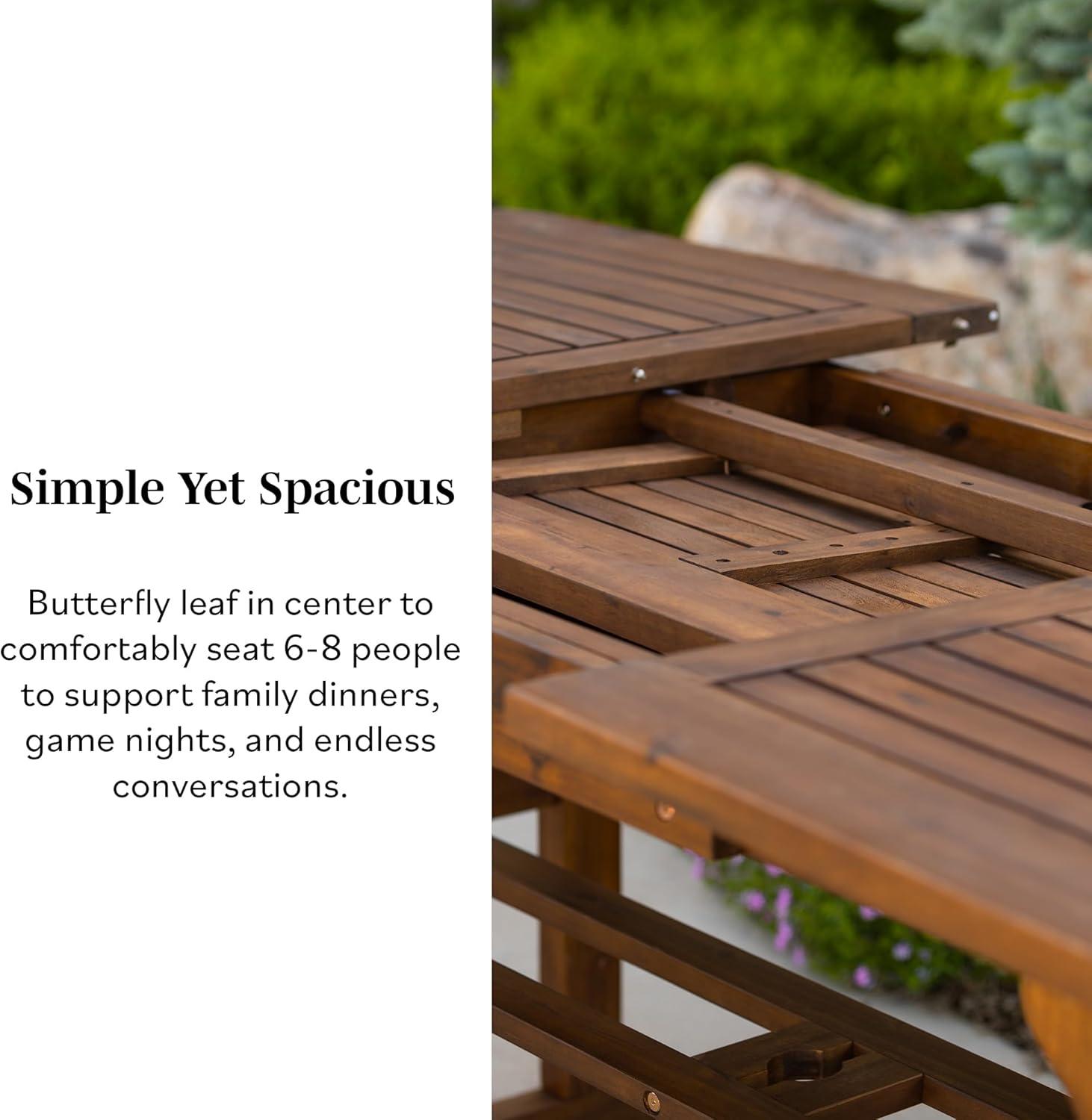 imageWalker Edison Maui Modern Solid Acacia Wood Slatted Patio Dining Table 78 Inch Dark BrownDark Brown