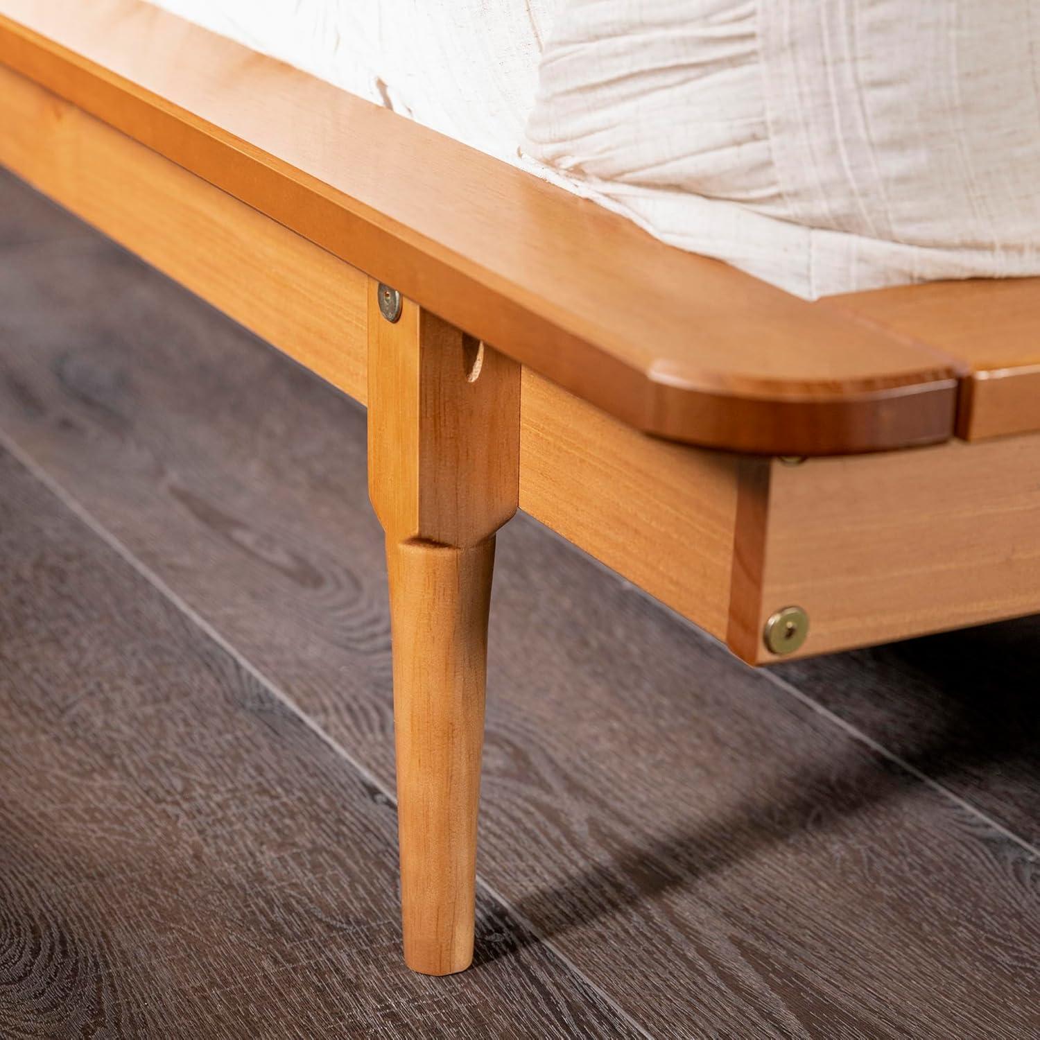 imageWalker Edison Mid Century Modern Solid Wood Platform Bed Headboard Footboard Bed Frame Bedroom King CaramelCaramel