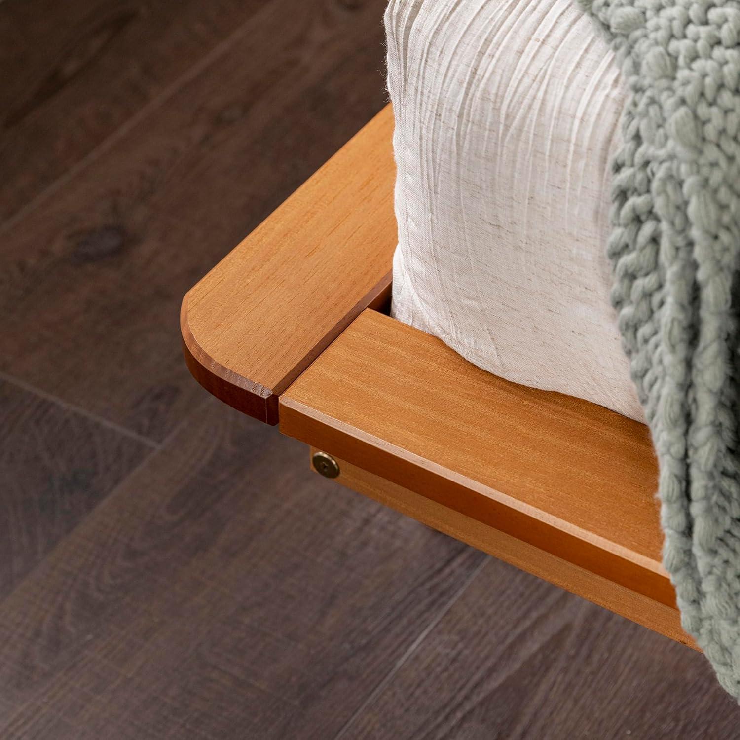 imageWalker Edison Mid Century Modern Solid Wood Platform Bed Headboard Footboard Bed Frame Bedroom King CaramelCaramel