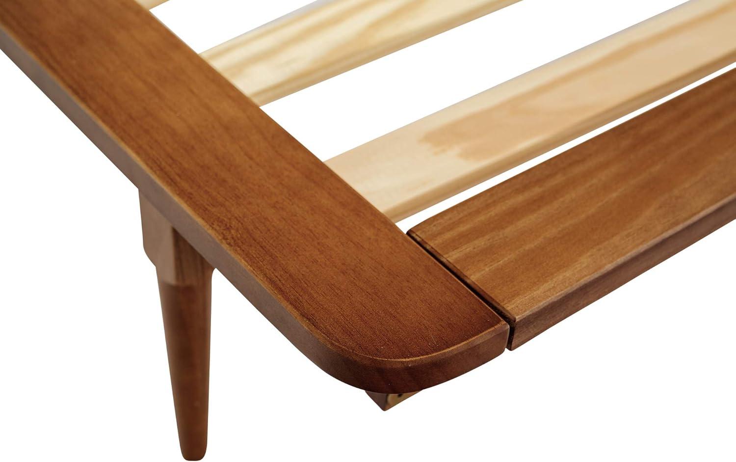 imageWalker Edison Mid Century Modern Solid Wood Spindle Platform Bed Headboard Footboard Bed Frame Bedroom Twin CaramelCaramel