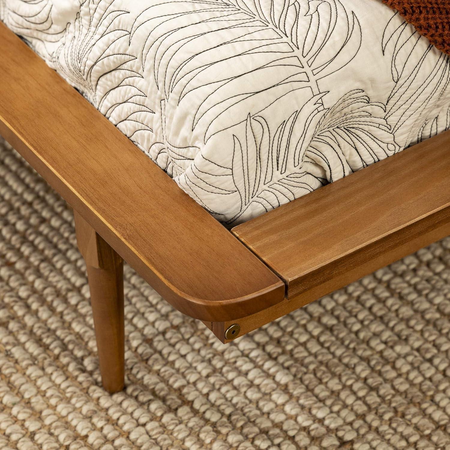 imageWalker Edison Mid Century Modern Solid Wood Spindle Platform Bed Headboard Footboard Bed Frame Bedroom Twin CaramelCaramel