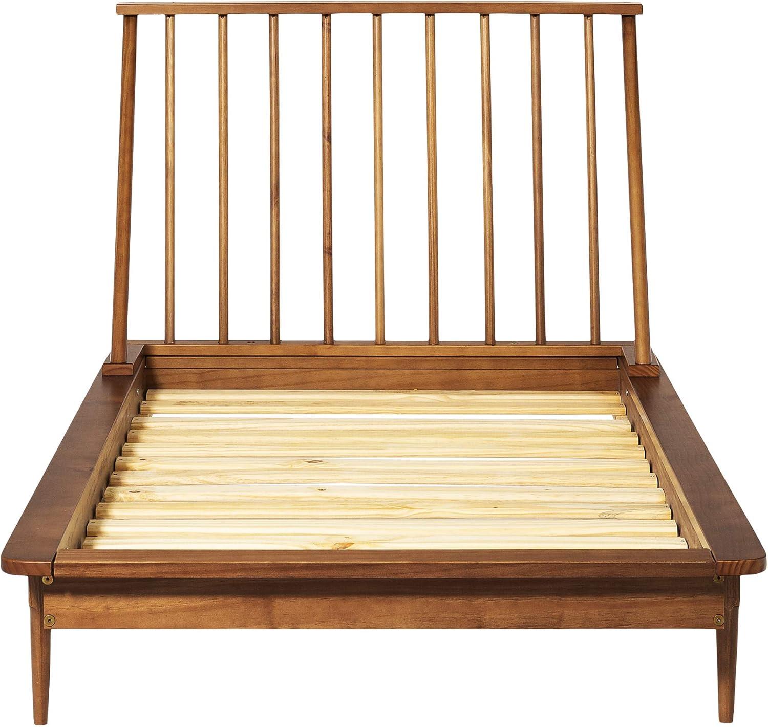 imageWalker Edison Mid Century Modern Solid Wood Spindle Platform Bed Headboard Footboard Bed Frame Bedroom Twin CaramelCaramel