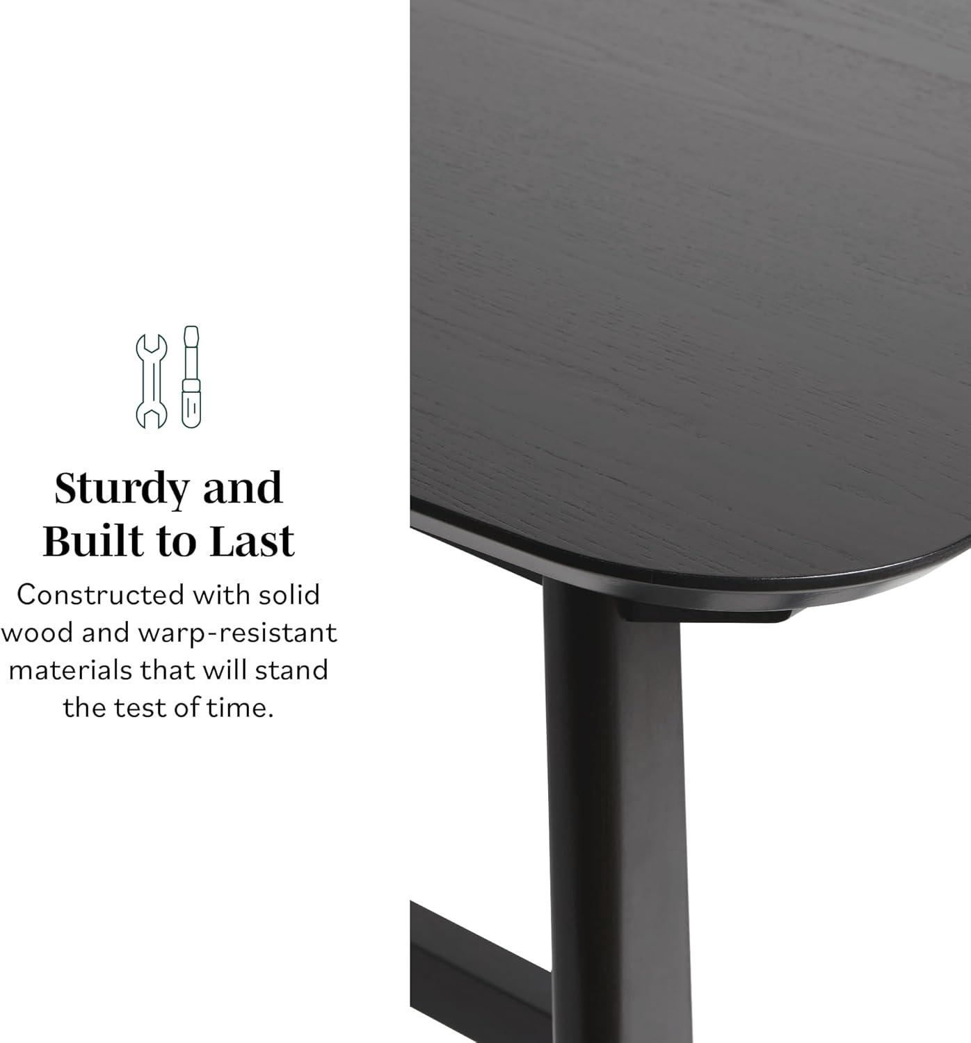 imageWalker Edison MidCentury Modern Solid Wood Trestle Base Dining Table 60 Inch Walnut VeneerBlack Ash