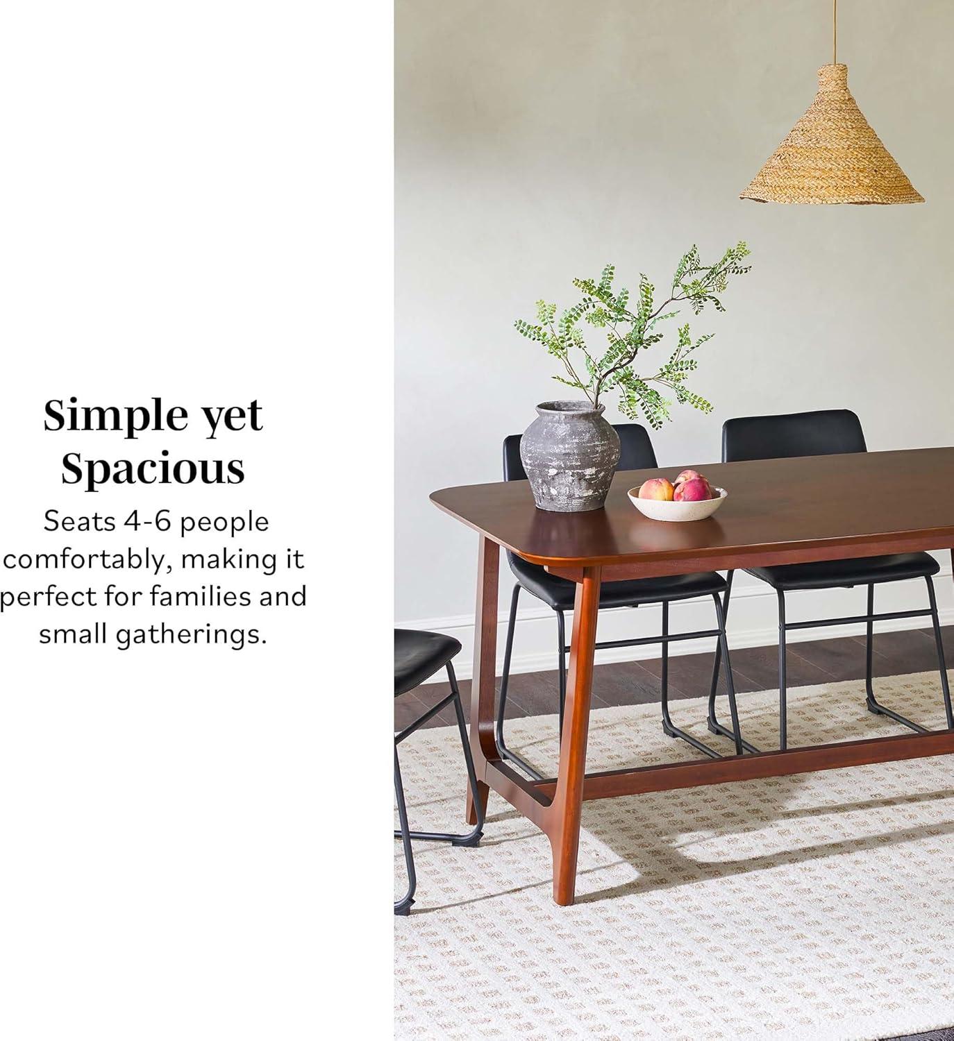 imageWalker Edison MidCentury Modern Solid Wood Trestle Base Dining Table 60 Inch Walnut VeneerWalnut