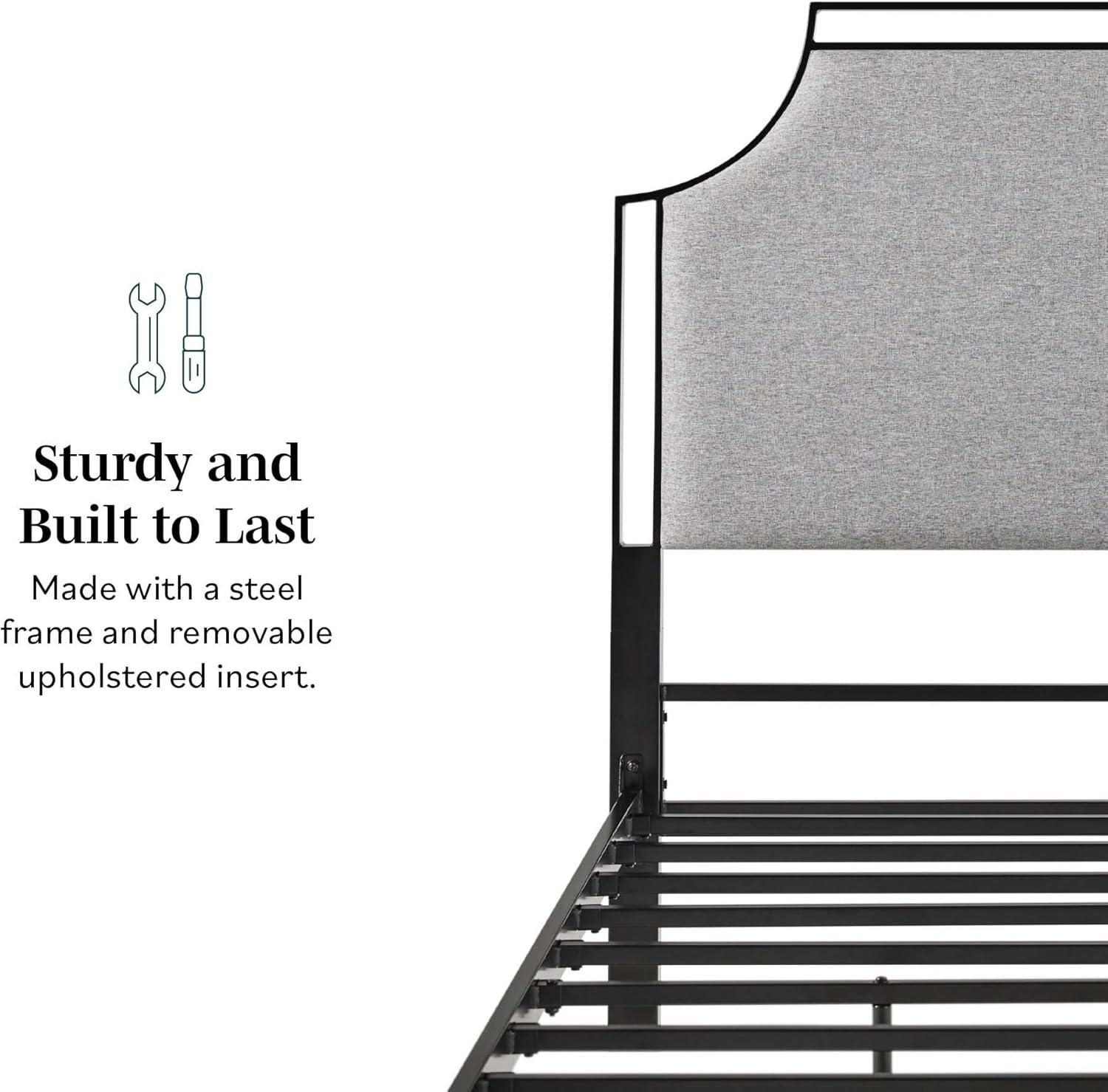 imageWalker Edison Miriam Modern MetalFrame Upholstered Queen Bedframe Queen Size TanGrey