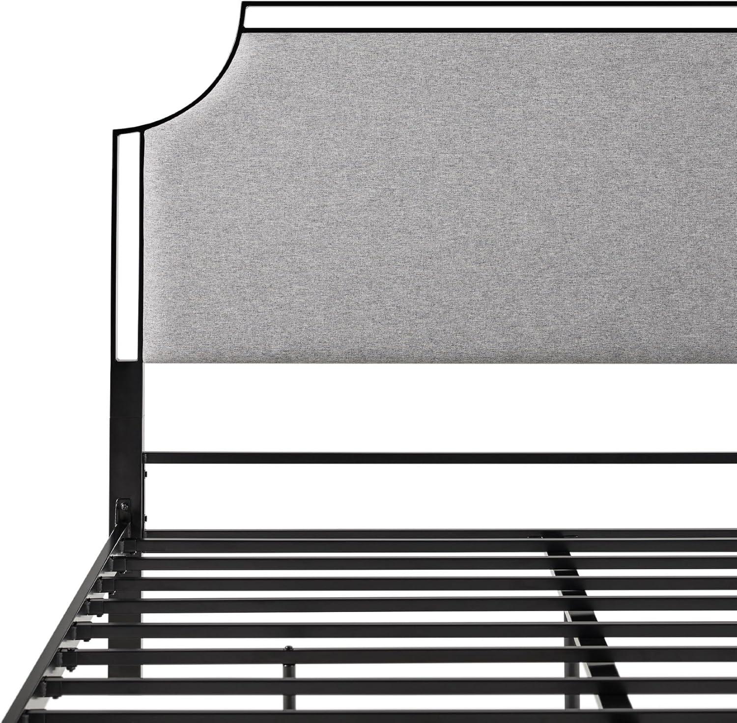 imageWalker Edison Miriam Modern MetalFrame Upholstered Queen Bedframe Queen Size TanGrey