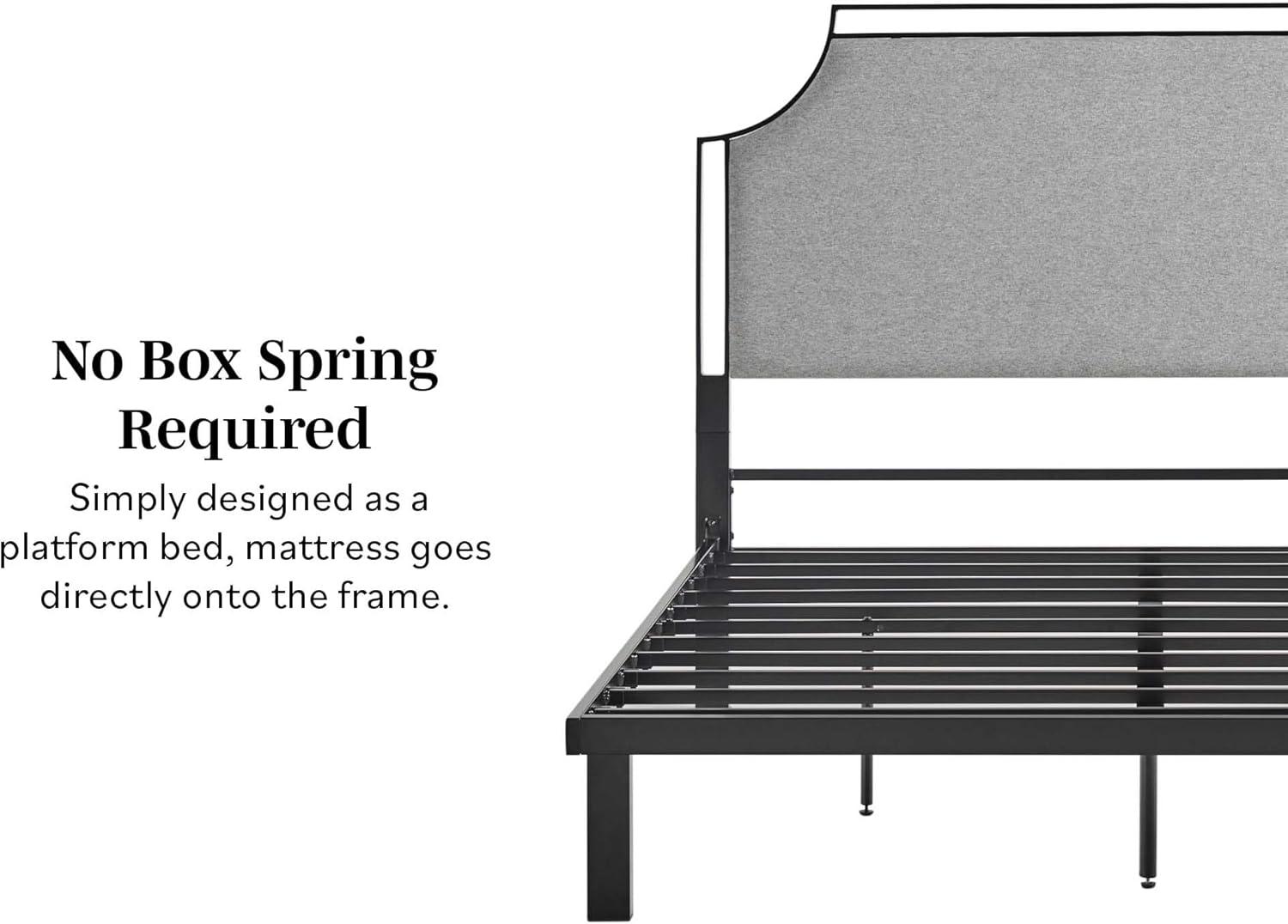 imageWalker Edison Miriam Modern MetalFrame Upholstered Queen Bedframe Queen Size TanGrey