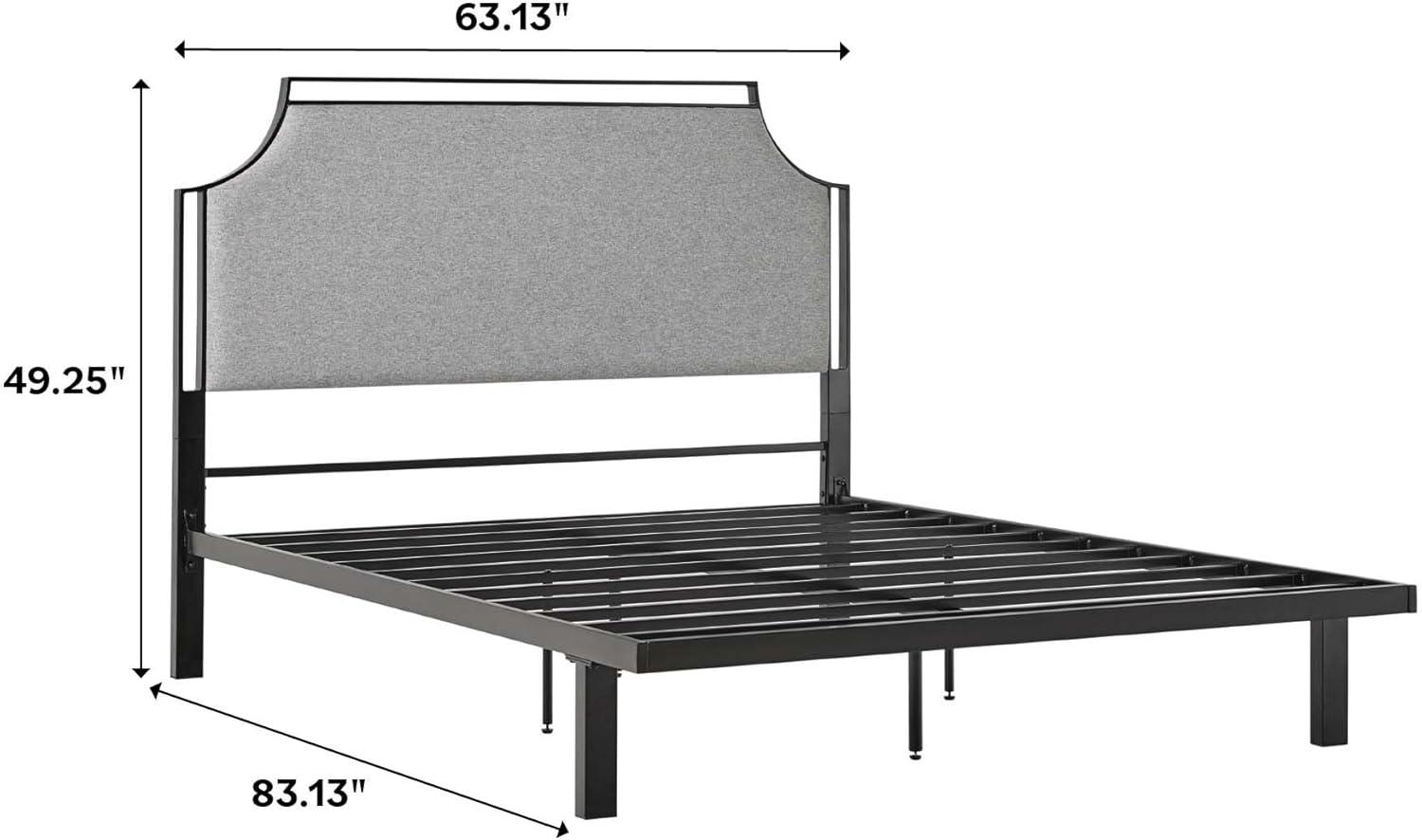 imageWalker Edison Miriam Modern MetalFrame Upholstered Queen Bedframe Queen Size TanGrey