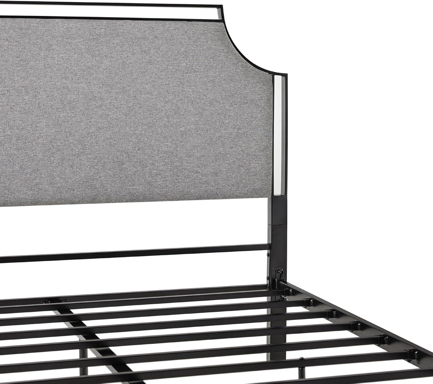 imageWalker Edison Miriam Modern MetalFrame Upholstered Queen Bedframe Queen Size TanGrey