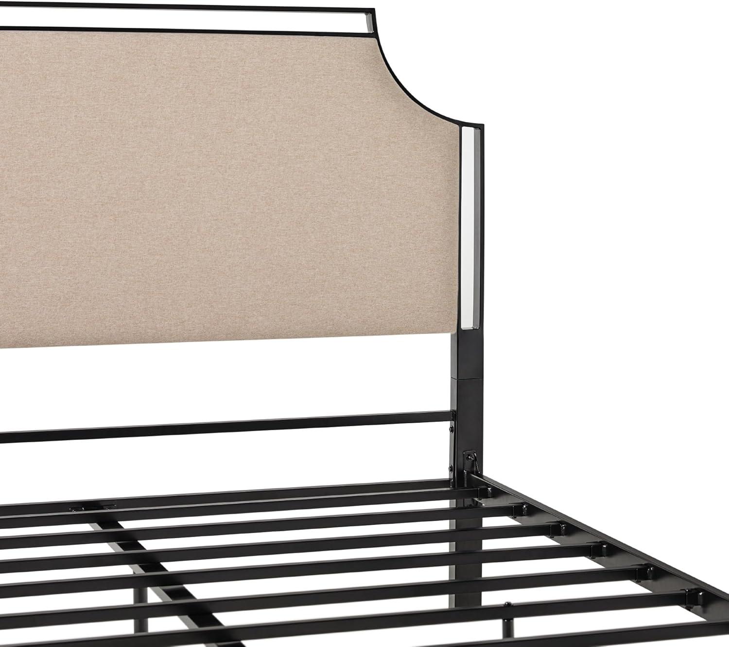 imageWalker Edison Miriam Modern MetalFrame Upholstered Queen Bedframe Queen Size TanTan