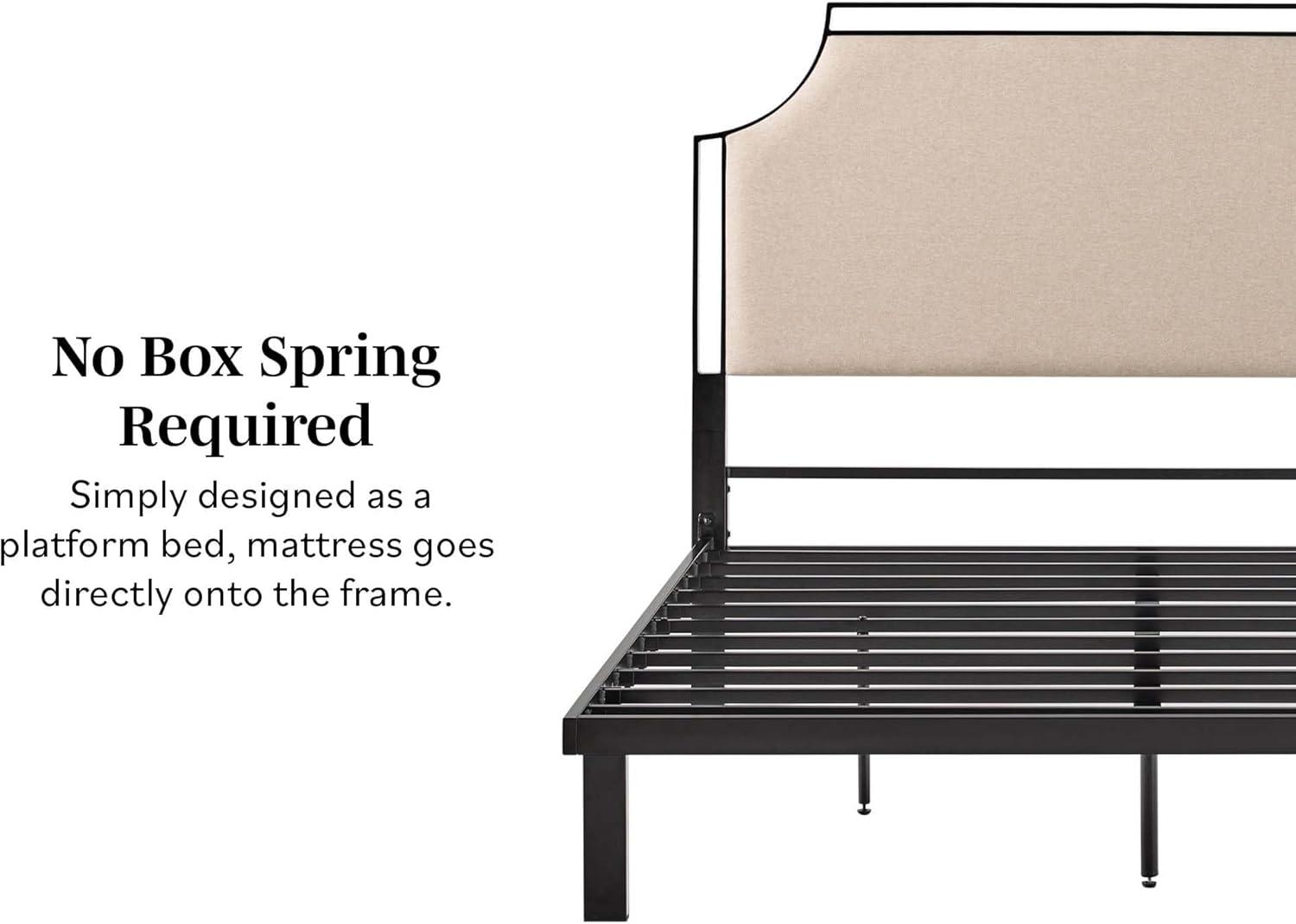 imageWalker Edison Miriam Modern MetalFrame Upholstered Queen Bedframe Queen Size TanTan