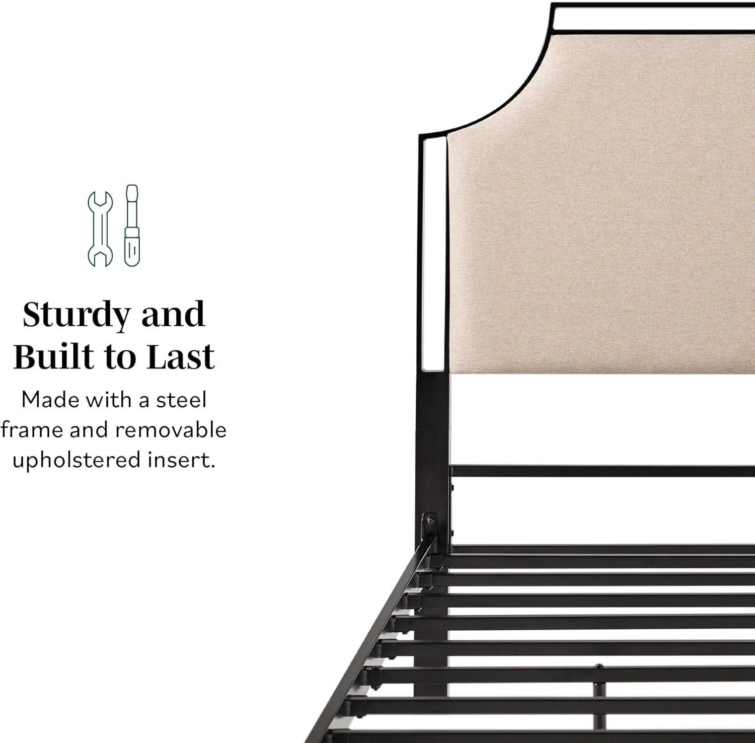 imageWalker Edison Miriam Modern MetalFrame Upholstered Queen Bedframe Queen Size TanTan