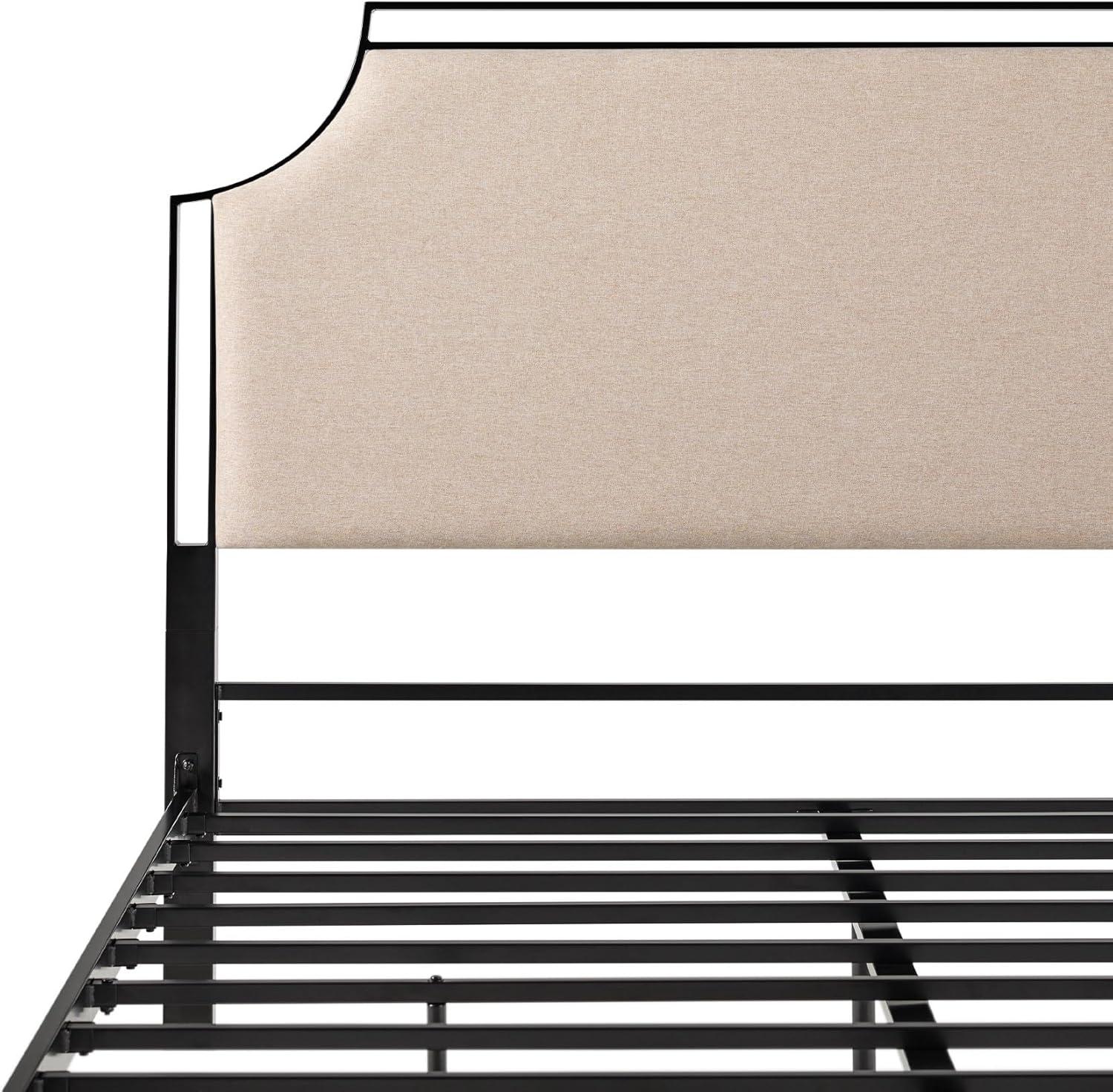 imageWalker Edison Miriam Modern MetalFrame Upholstered Queen Bedframe Queen Size TanTan