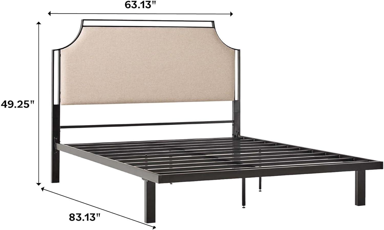 imageWalker Edison Miriam Modern MetalFrame Upholstered Queen Bedframe Queen Size TanTan