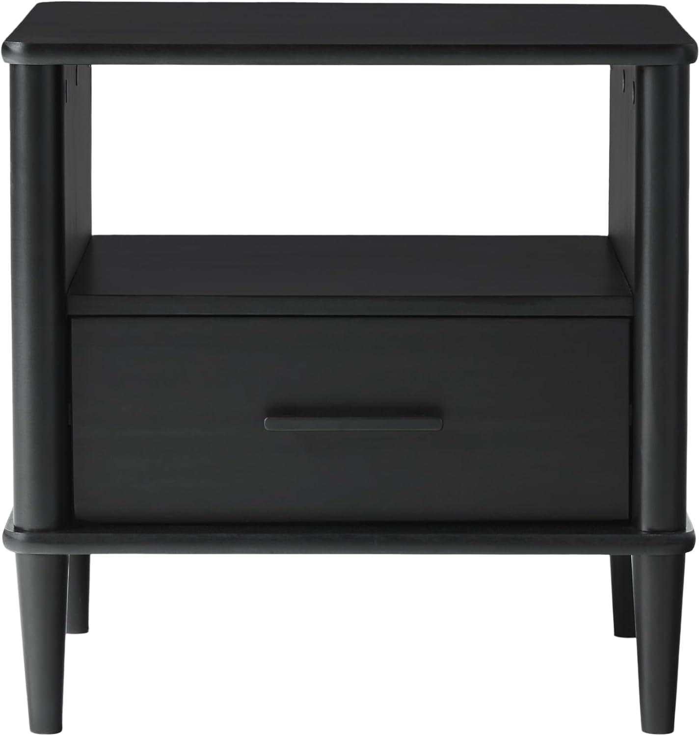 imageWalker Edison Modern 1Drawer Nightstand 20 Inch Walnut 20InchBlack 20inch