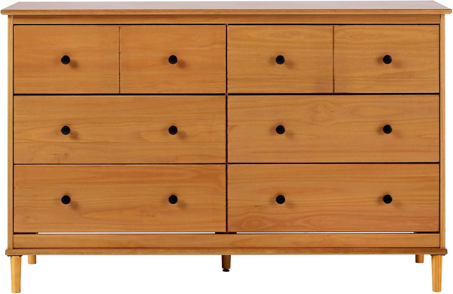 imageWalker Edison Modern 6Drawer Solid Wood Dresser Bedroom Storage 57 Inch WhiteCaramelt