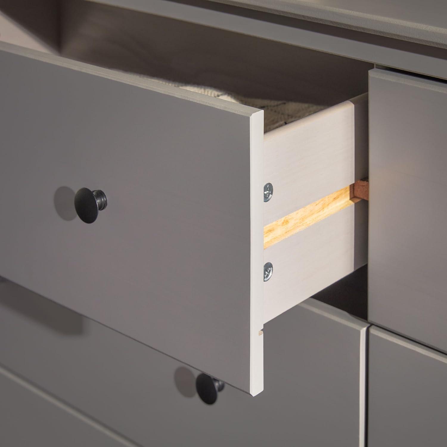 imageWalker Edison Modern 6Drawer Solid Wood Dresser Bedroom Storage 57 Inch WhiteGreyt