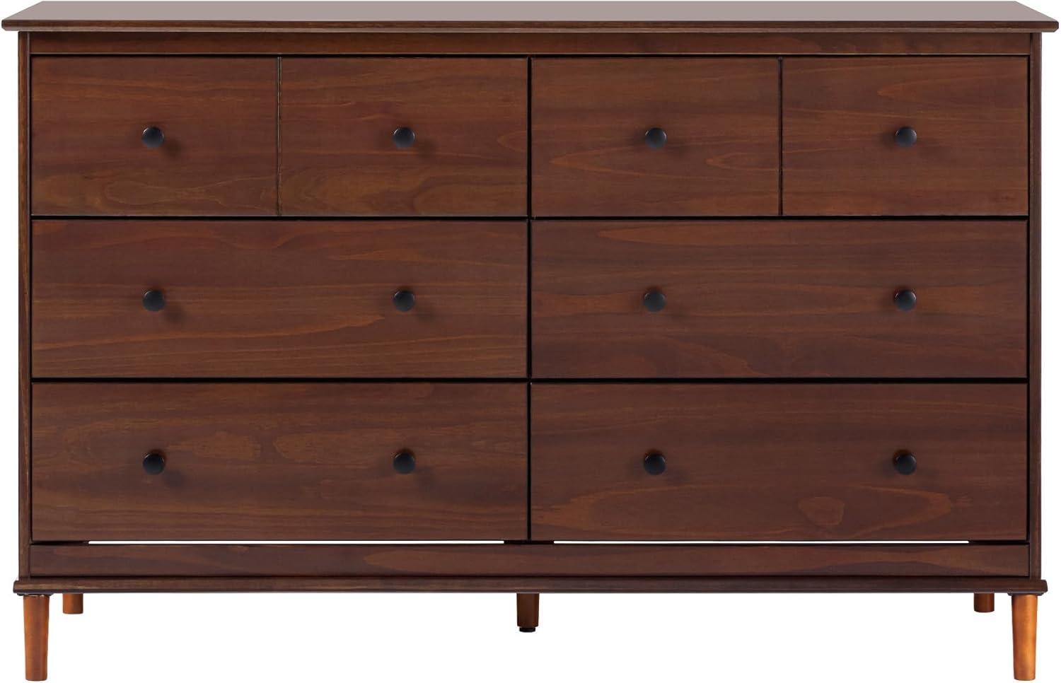 imageWalker Edison Modern 6Drawer Solid Wood Dresser Bedroom Storage 57 Inch WhiteWalnutt