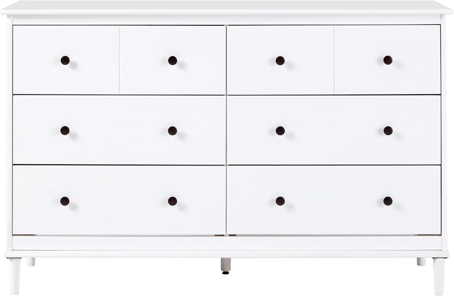 imageWalker Edison Modern 6Drawer Solid Wood Dresser Bedroom Storage 57 Inch WhiteWhitet