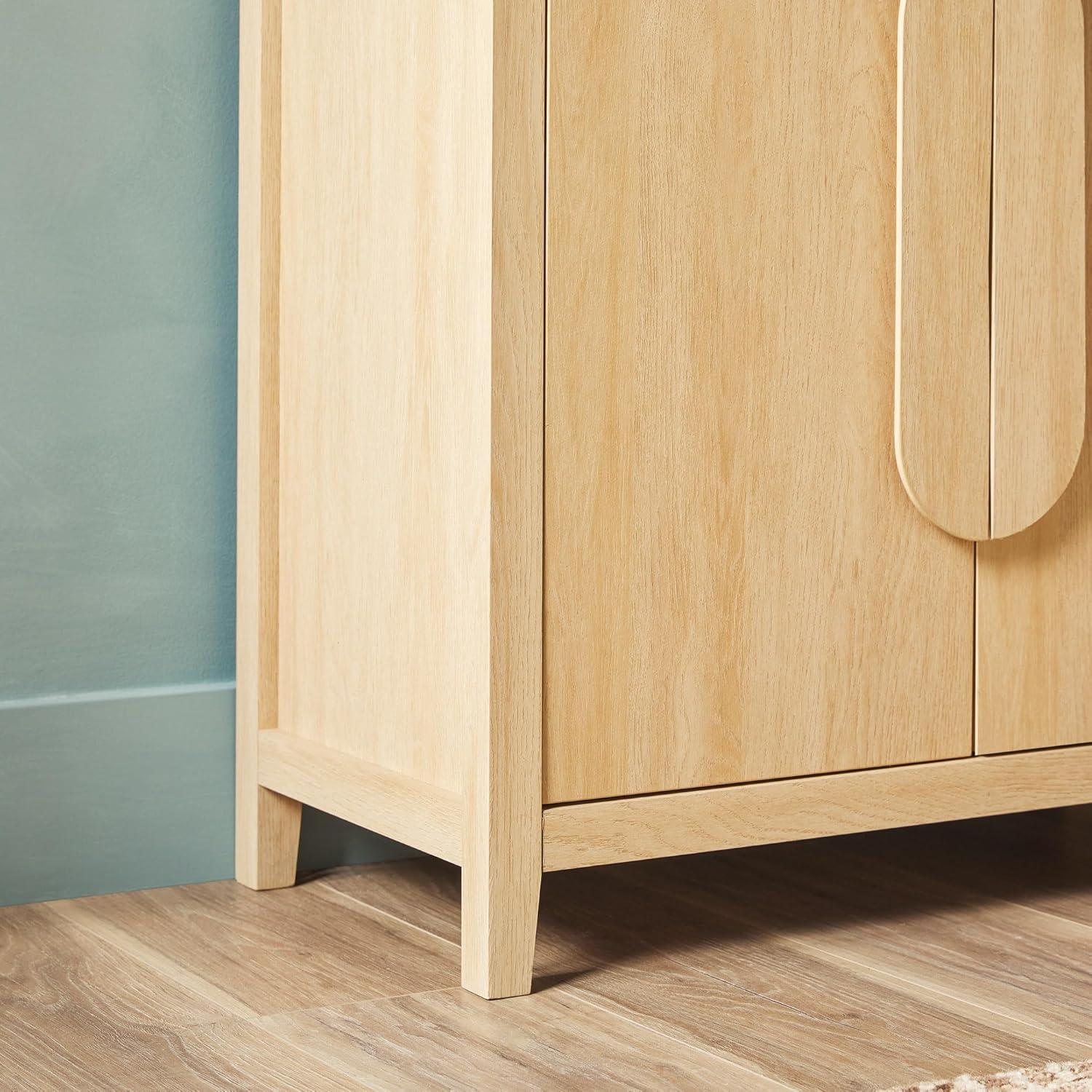 imageWalker Edison Modern Arched 3Shelf Bookcase with Lower Cabinet Curved Top Bookcase with Doors on Bottom for Home Office Living Room Bedroom Storage Solution Coastal OakCoastal Oak