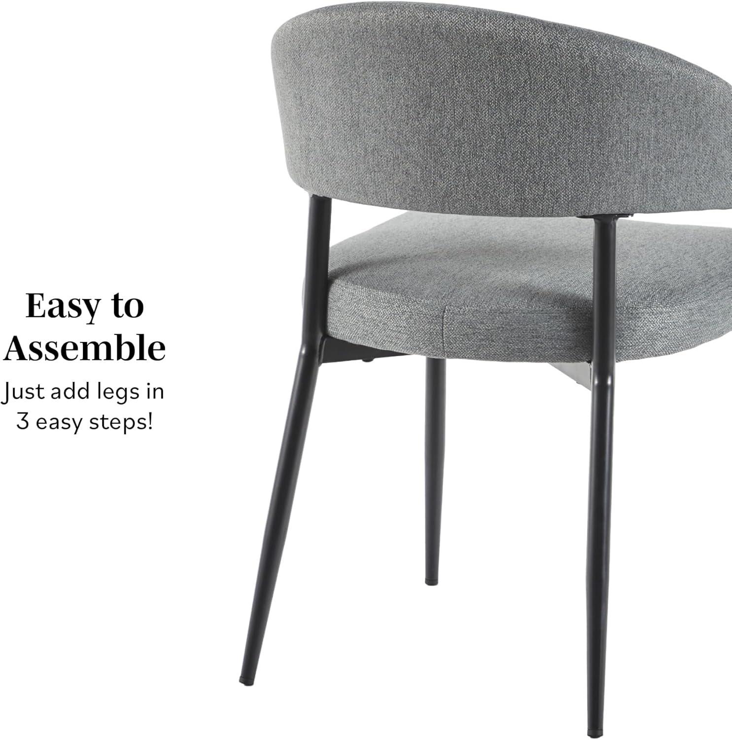 imageWalker Edison Modern Curved Back Upholstered Dining Chair with HighPerformance Woven Upholstery and Powder Coated Steel Base 2pk CharcoalCharcoal