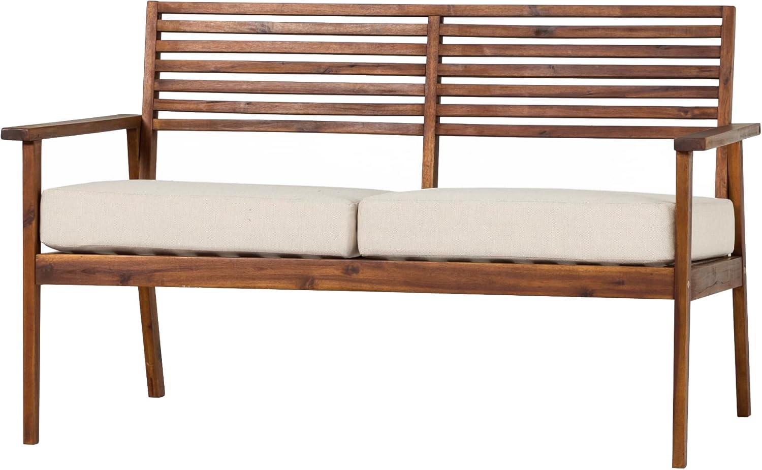 imageWalker Edison Modern Cushioned Solid Acacia Wood LoveseatDark Brown