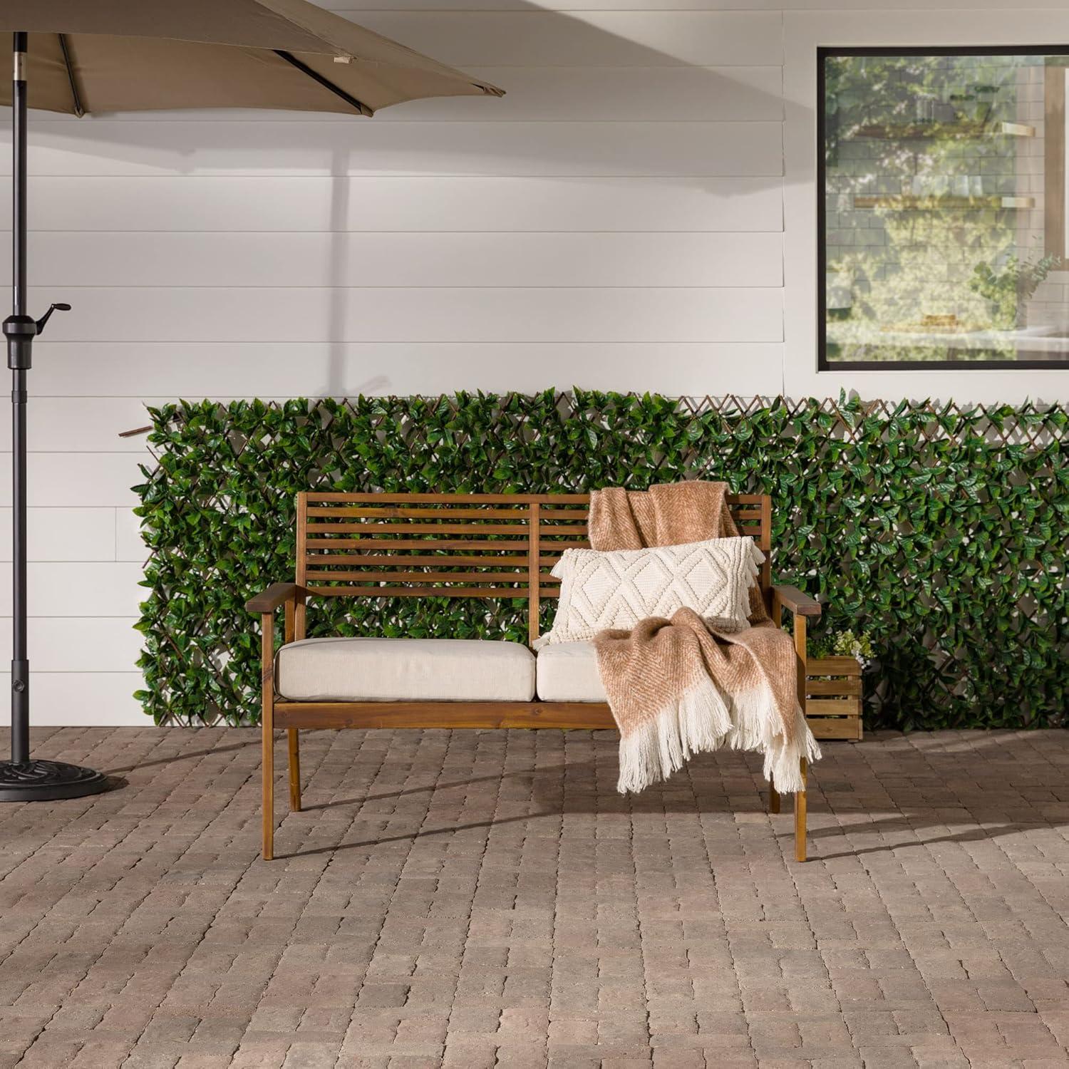 imageWalker Edison Modern Cushioned Solid Acacia Wood LoveseatDark Brown