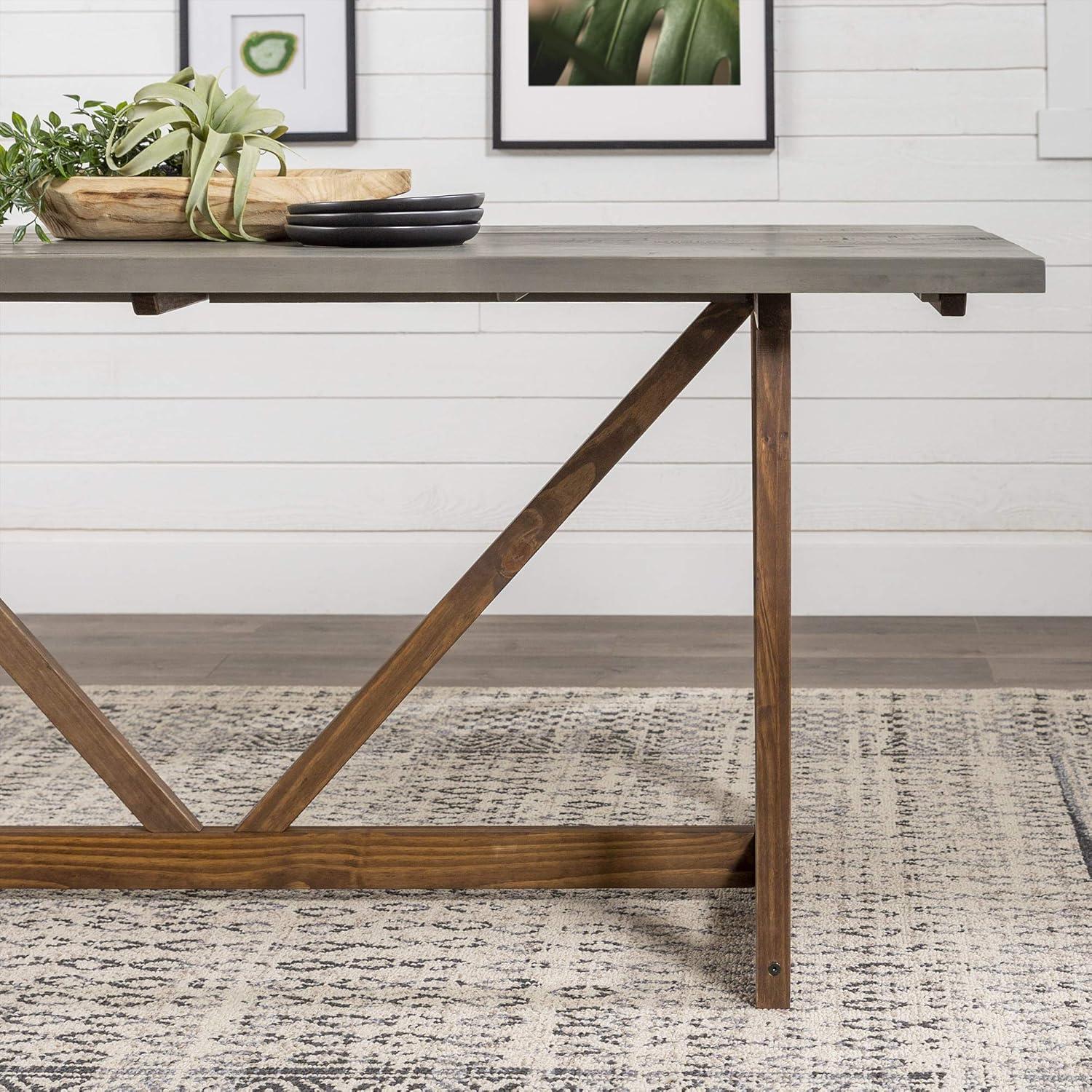 imageWalker Edison Modern Farmhouse Small Kitchen Furniture Dining Room Table Wood 72 Inch Grey and BrownGrey and Brown